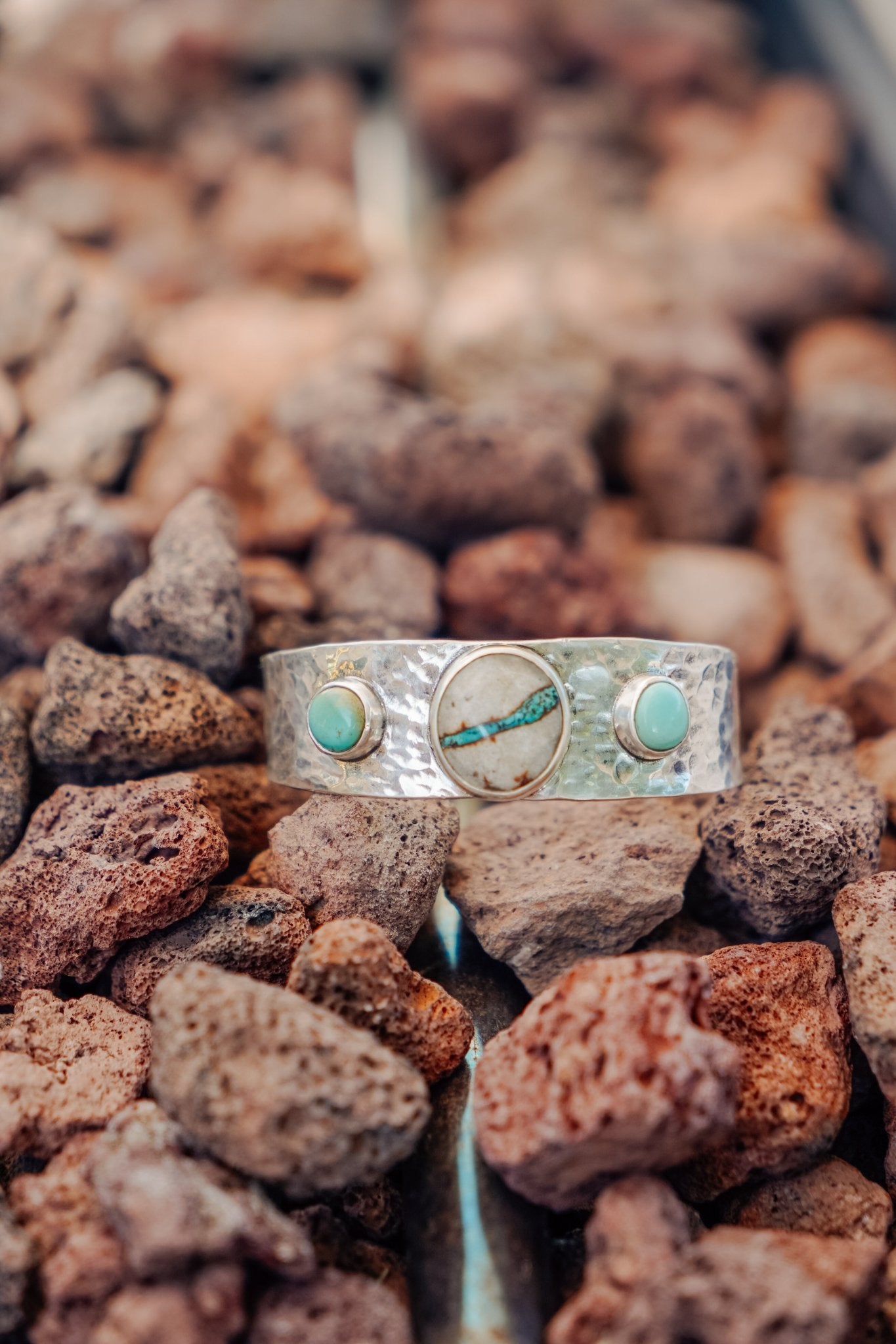 Royston Ribbon & Iron Maiden Turquoise Cuff - Golden Road Crafted