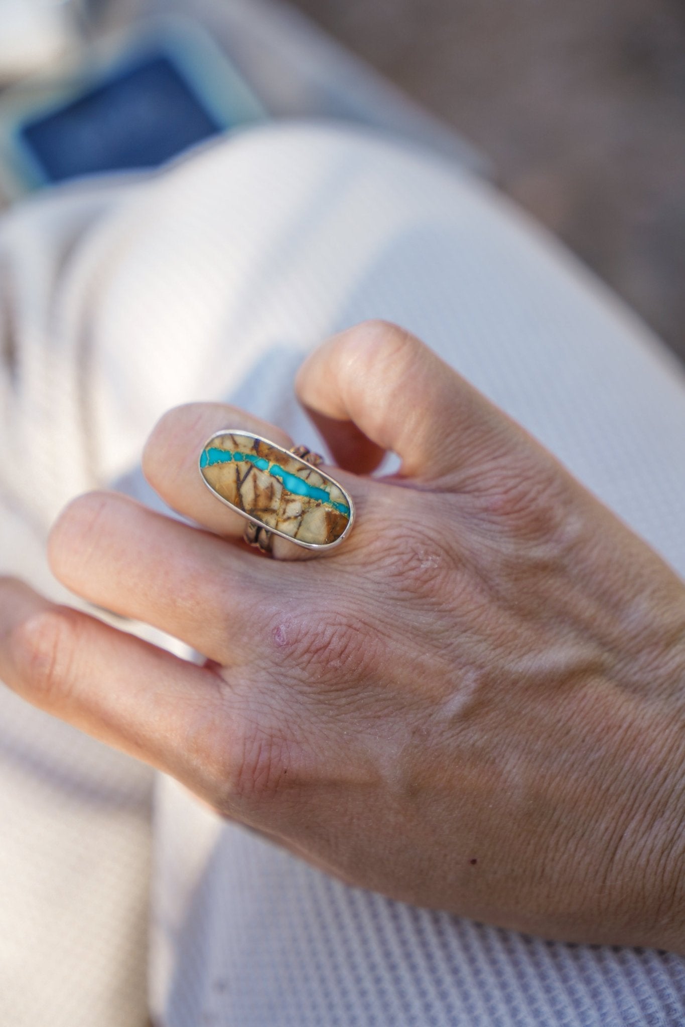 Royston Ribbon Turquoise Ring (Size 6.75) - Golden Road Crafted