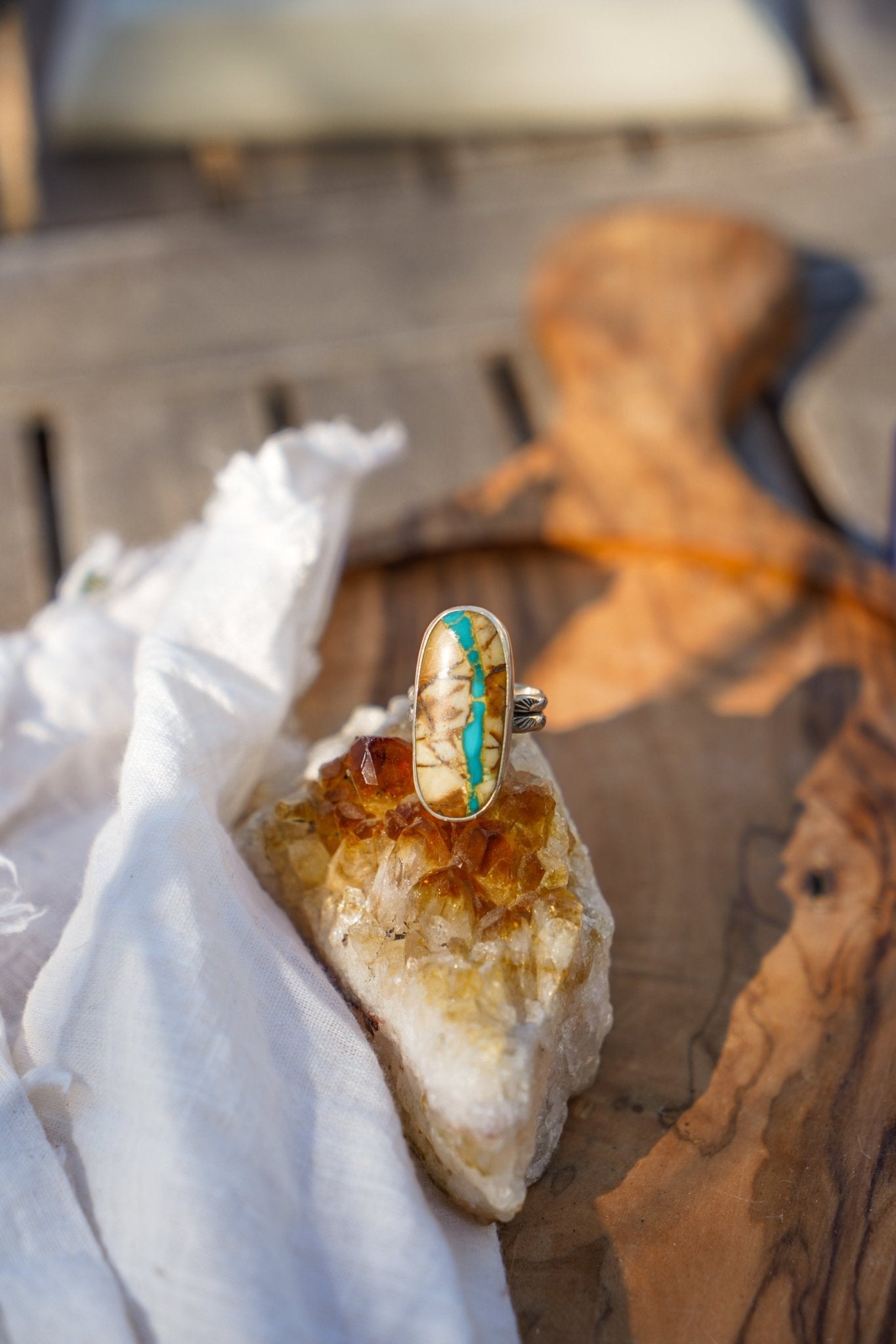 Royston Ribbon Turquoise Ring (Size 6.75) - Golden Road Crafted