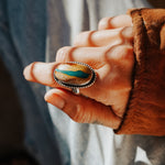 Royston Ribbon Turquoise Ring (Size 9) - Golden Road Crafted