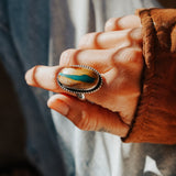 Royston Ribbon Turquoise Ring (Size 9) - Golden Road Crafted