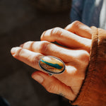 Royston Ribbon Turquoise Ring (Size 9) - Golden Road Crafted