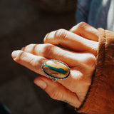 Royston Ribbon Turquoise Ring (Size 9) - Golden Road Crafted