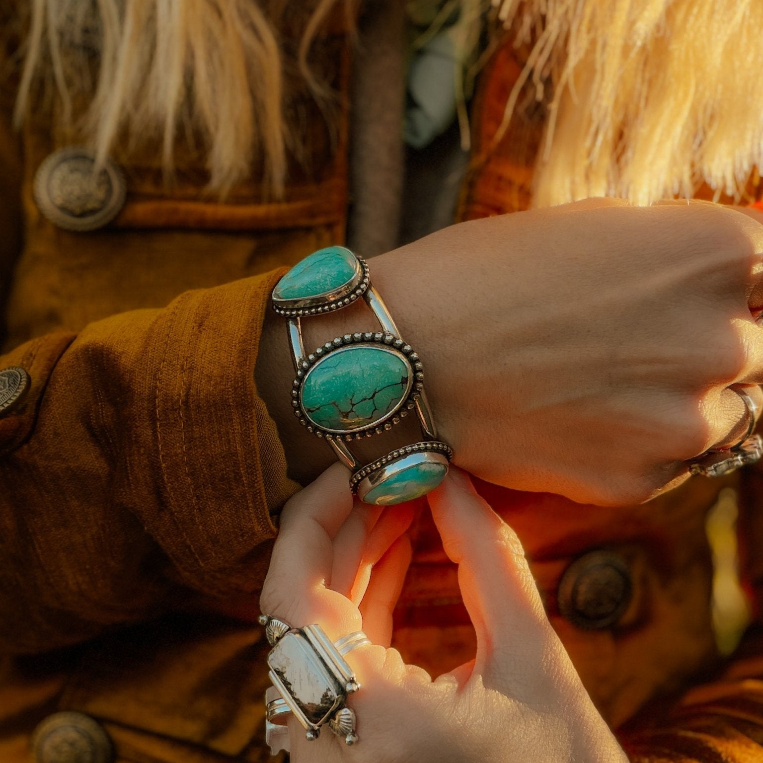 Royston Turquoise Cuff - Golden Road Crafted