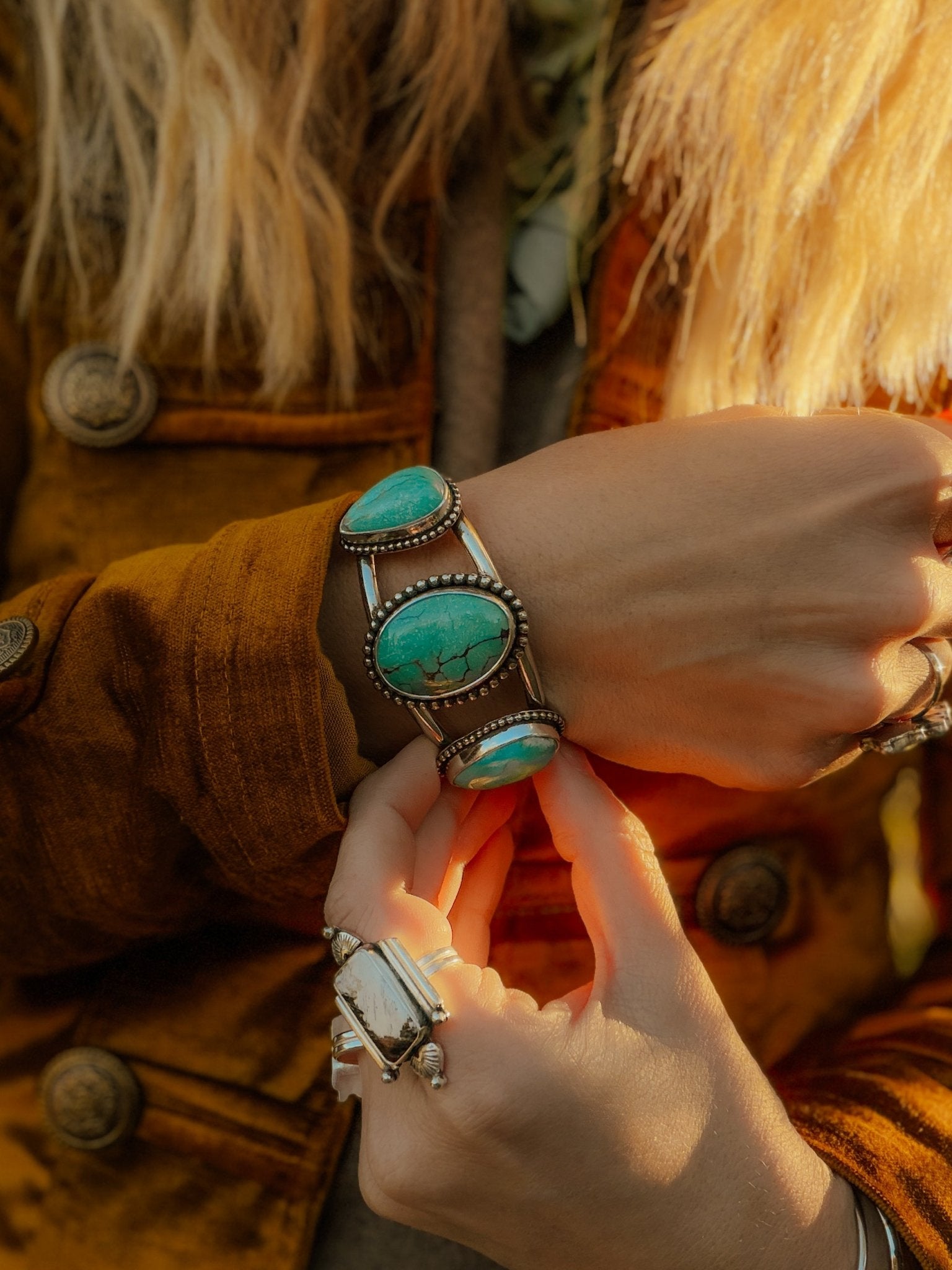 Royston Turquoise Cuff - Golden Road Crafted