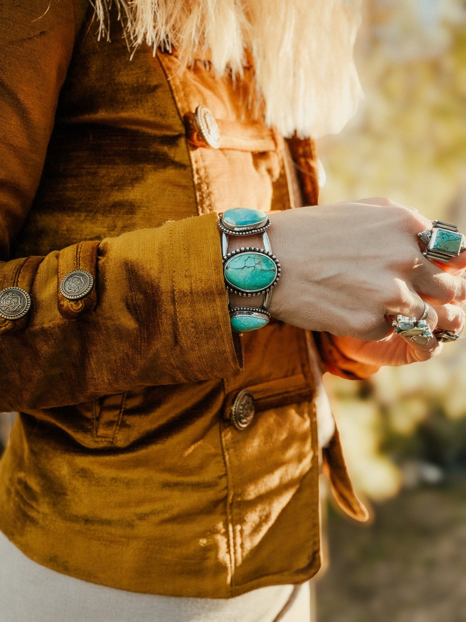 Royston Turquoise Cuff - Golden Road Crafted
