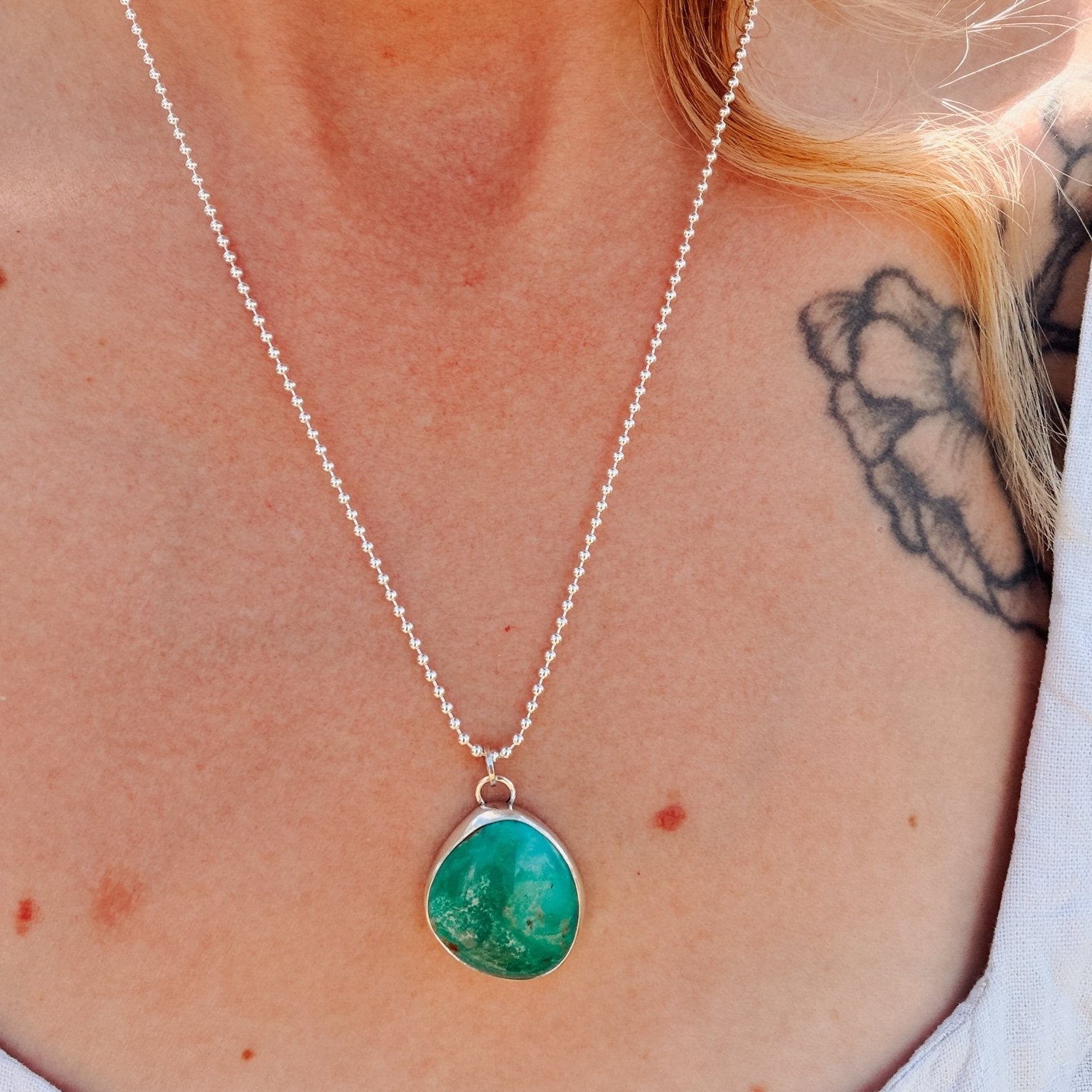 Royston Turquoise Pendant - Golden Road Crafted