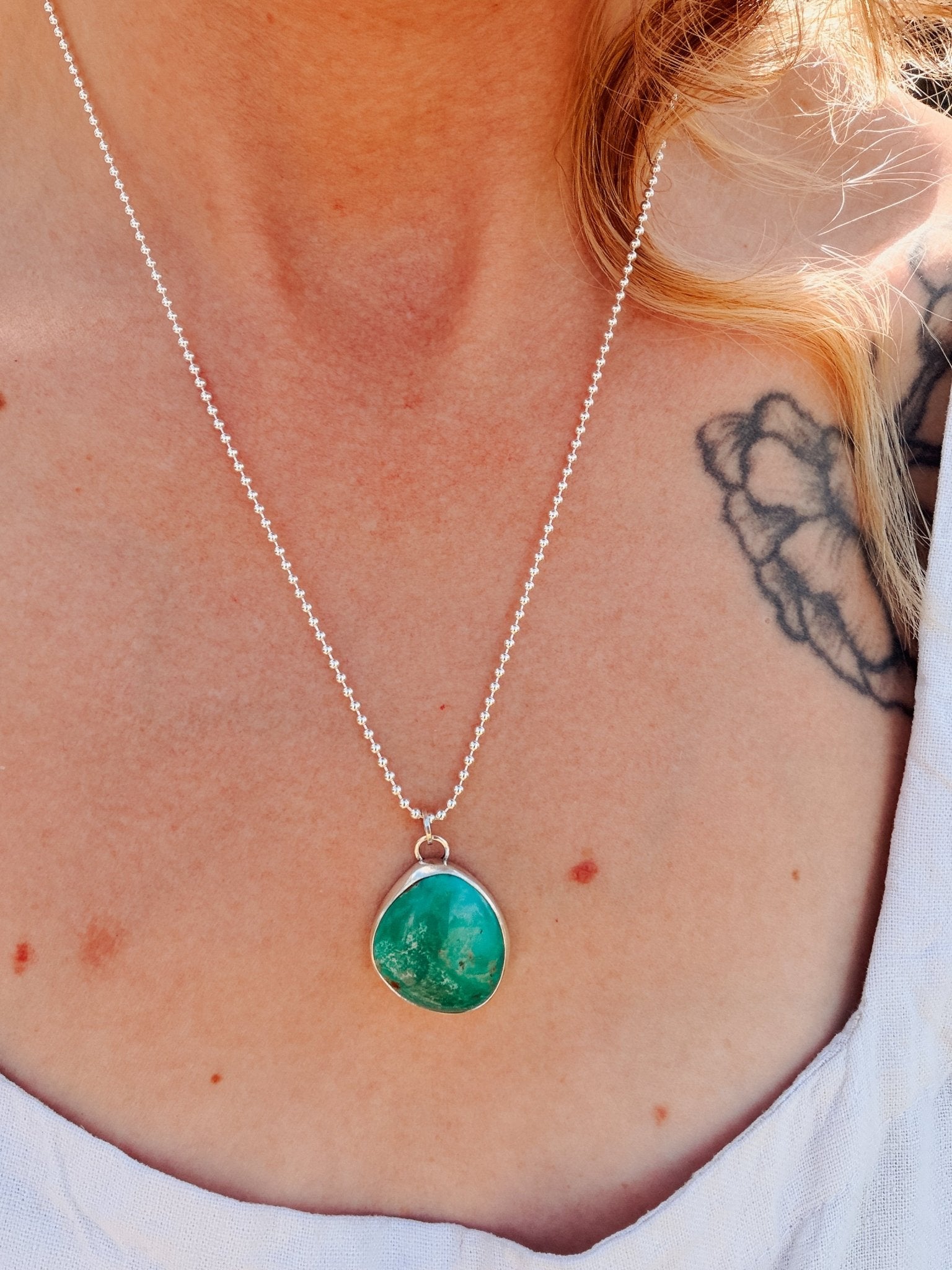 Royston Turquoise Pendant - Golden Road Crafted