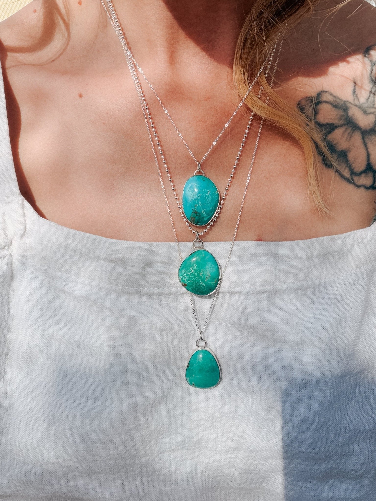 Royston Turquoise Pendant - Golden Road Crafted