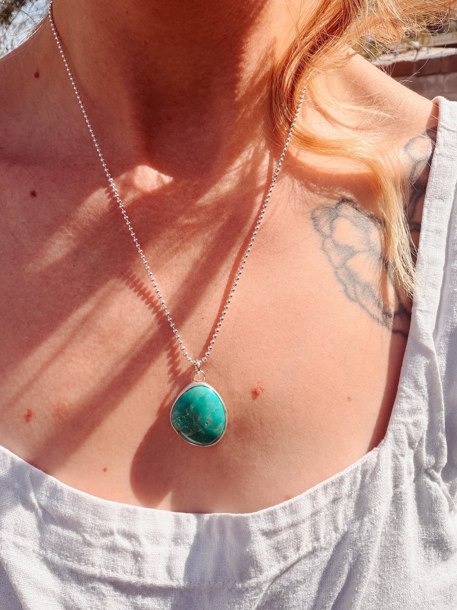 Royston Turquoise Pendant - Golden Road Crafted