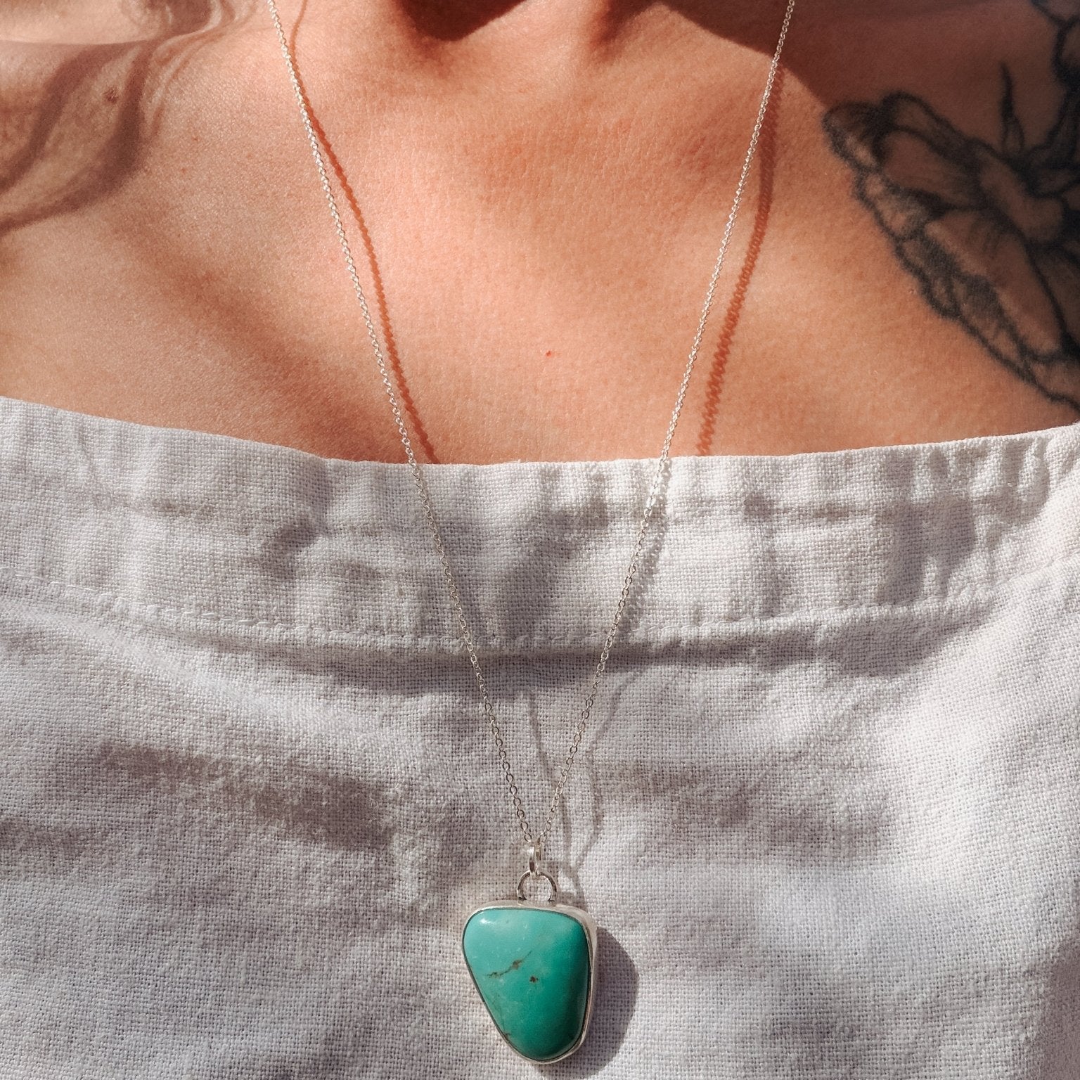 Royston Turquoise Pendant - Golden Road Crafted
