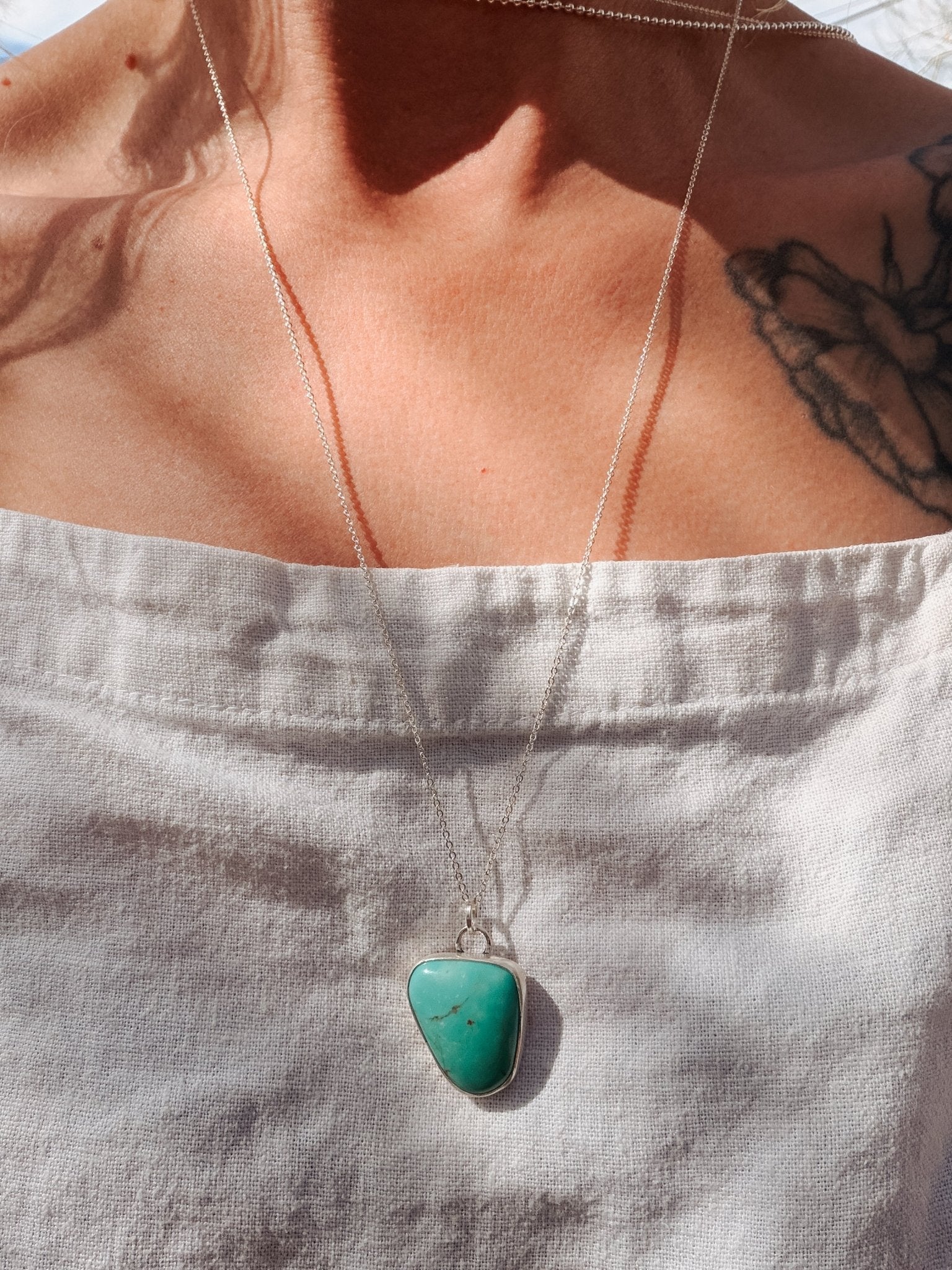 Royston Turquoise Pendant - Golden Road Crafted