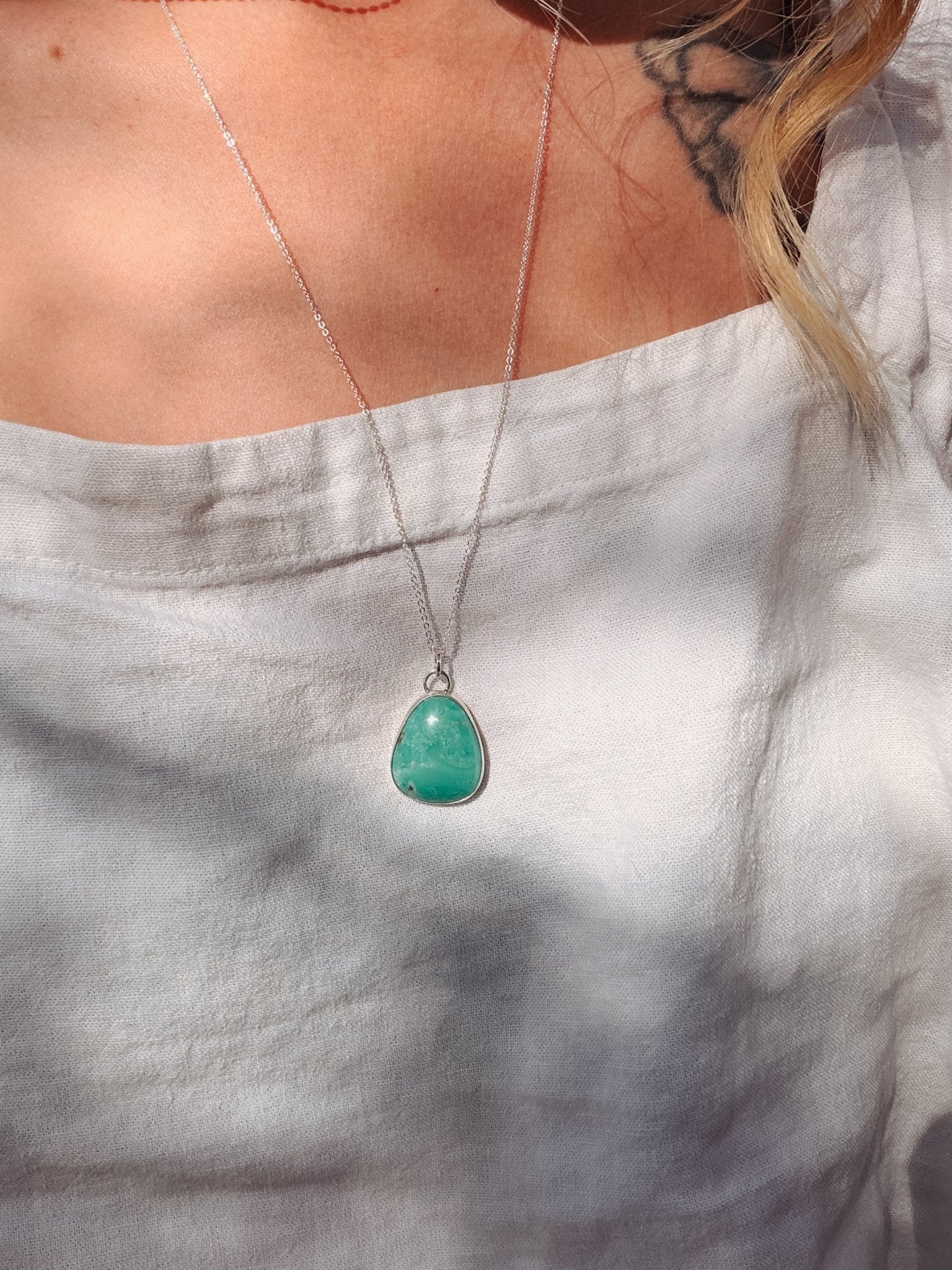 Royston Turquoise Pendant - Golden Road Crafted