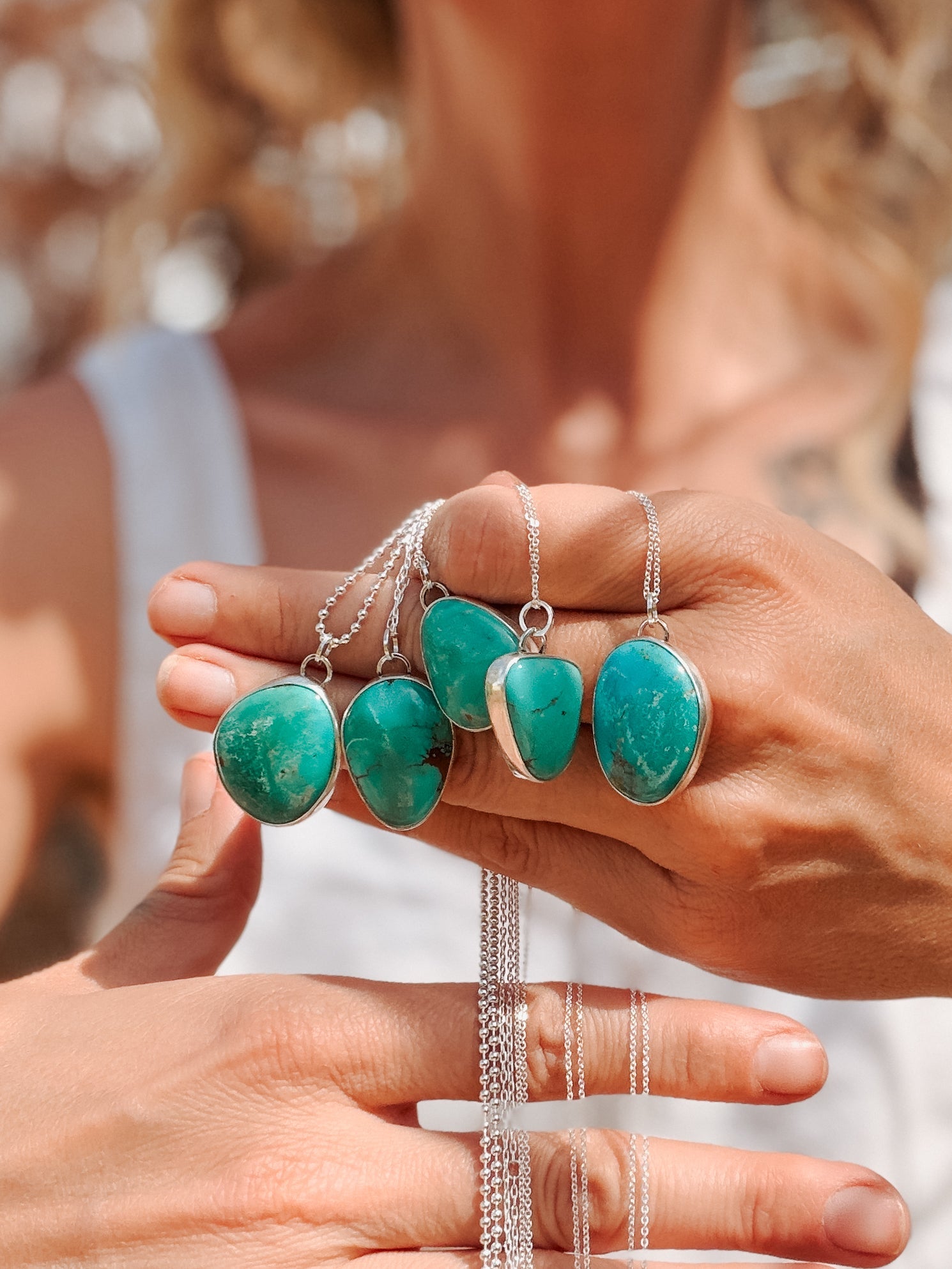 Royston Turquoise Pendant - Golden Road Crafted