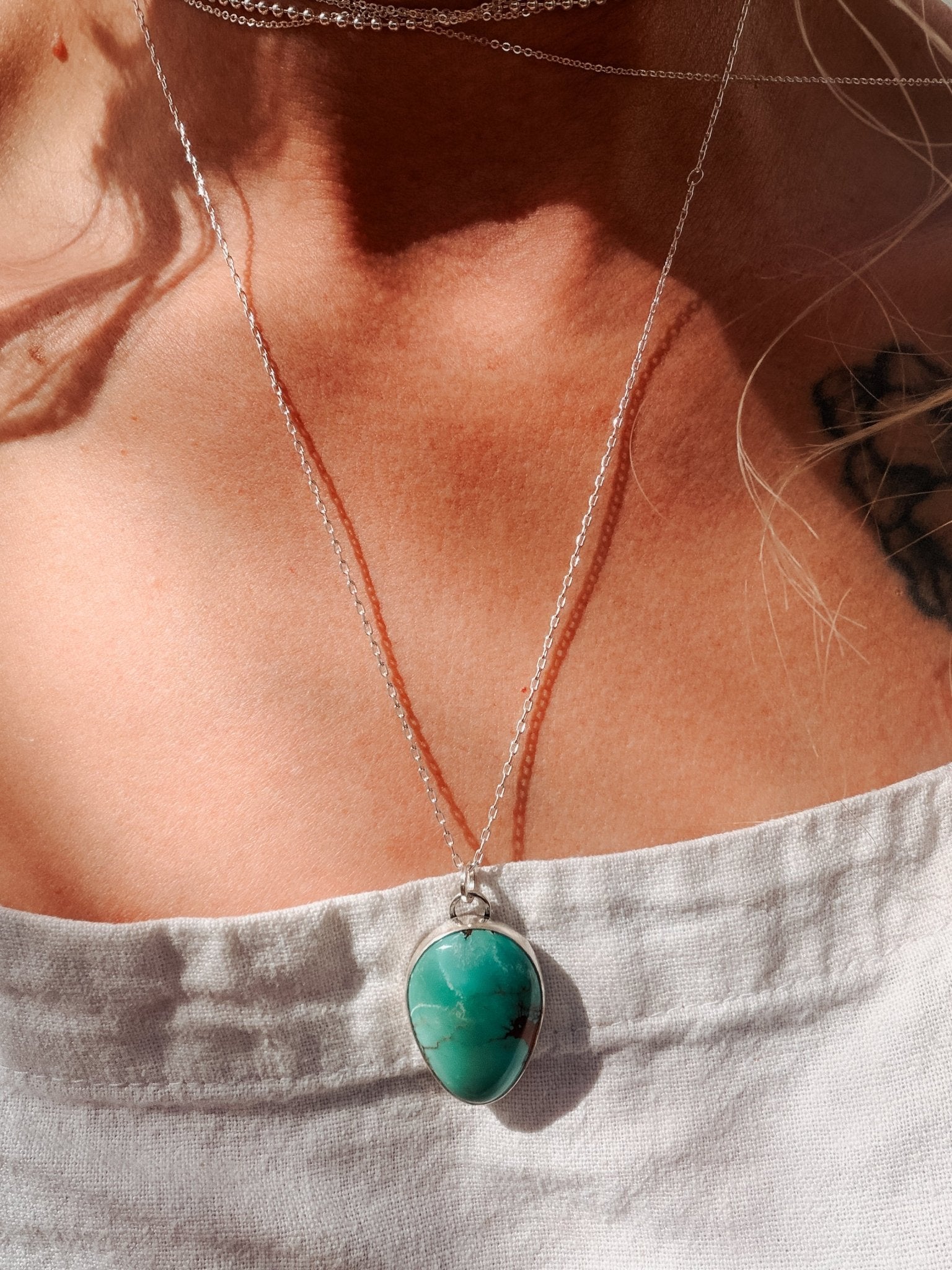 Royston Turquoise Pendant - Golden Road Crafted