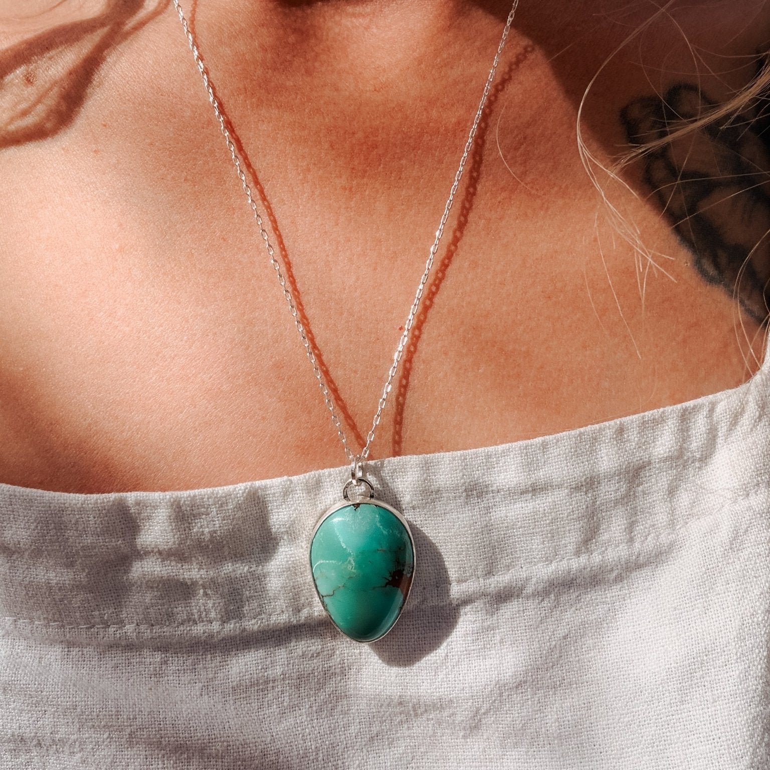 Royston Turquoise Pendant - Golden Road Crafted