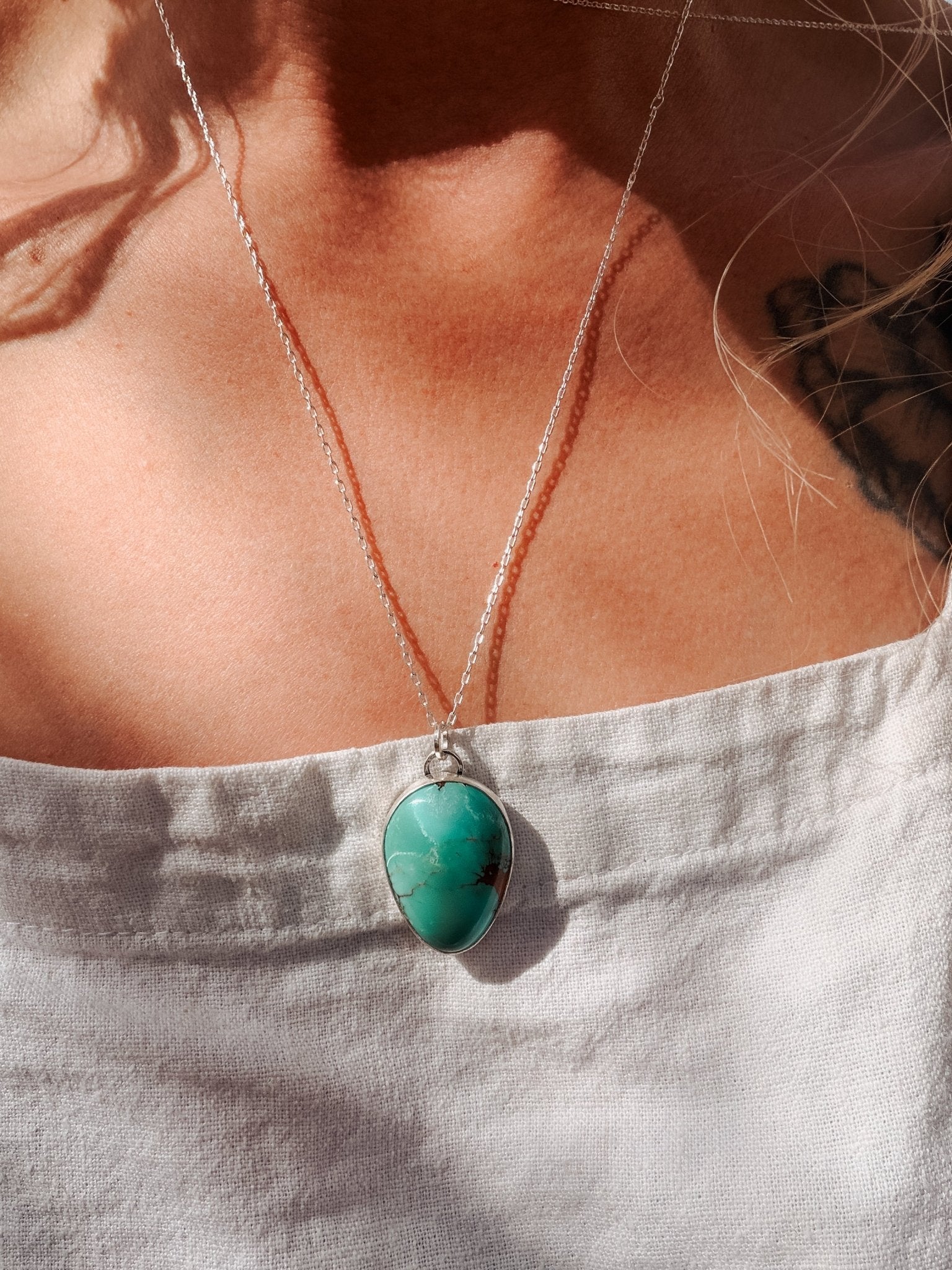 Royston Turquoise Pendant - Golden Road Crafted