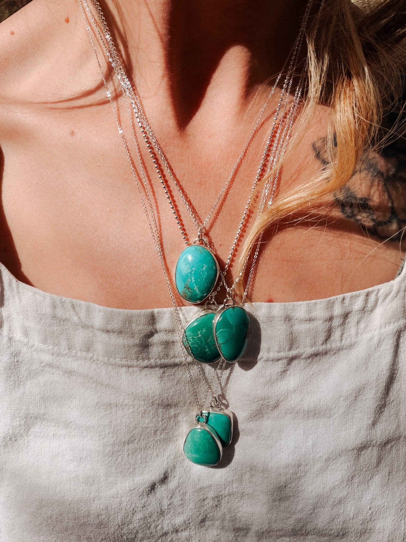 Royston Turquoise Pendant - Golden Road Crafted