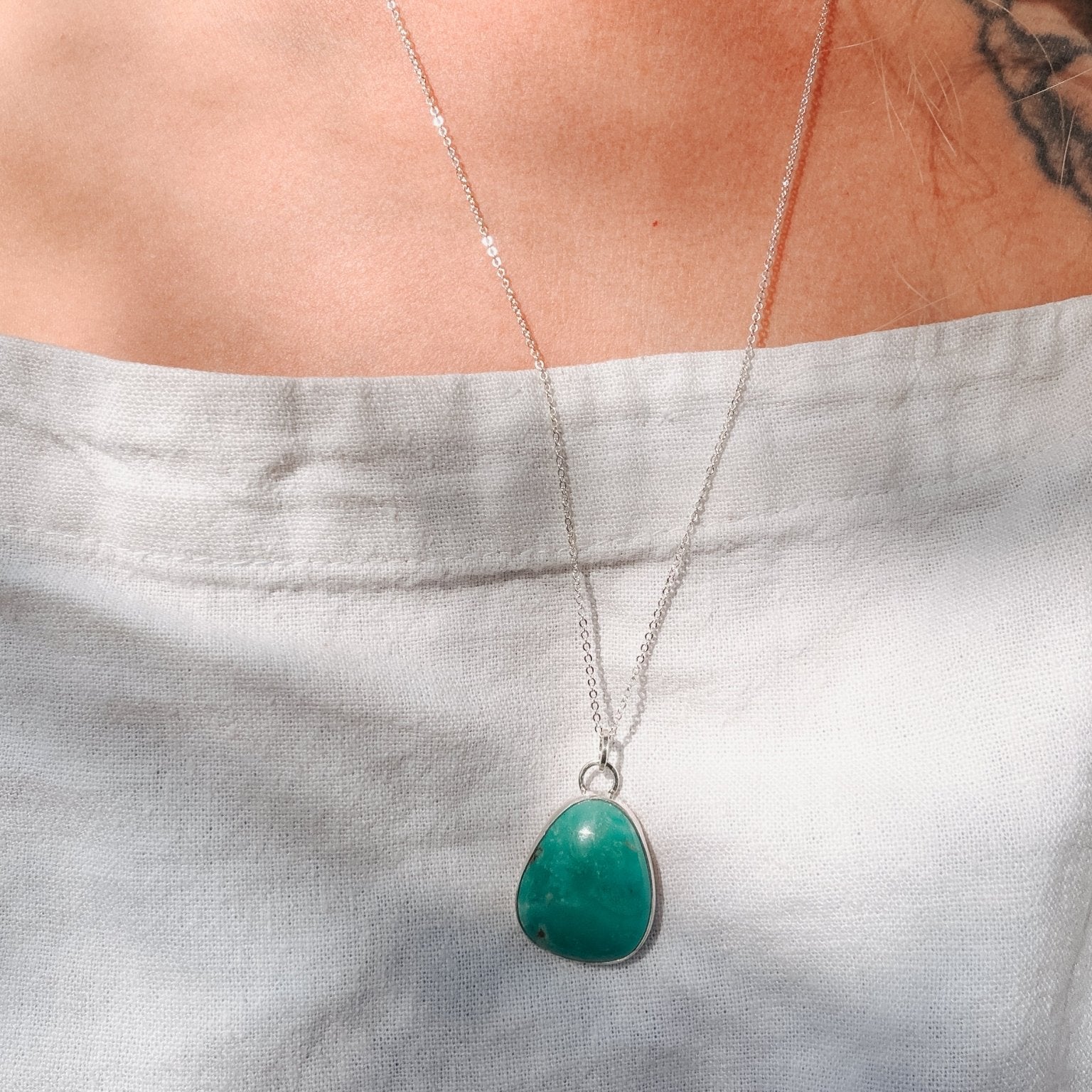 Royston Turquoise Pendant - Golden Road Crafted