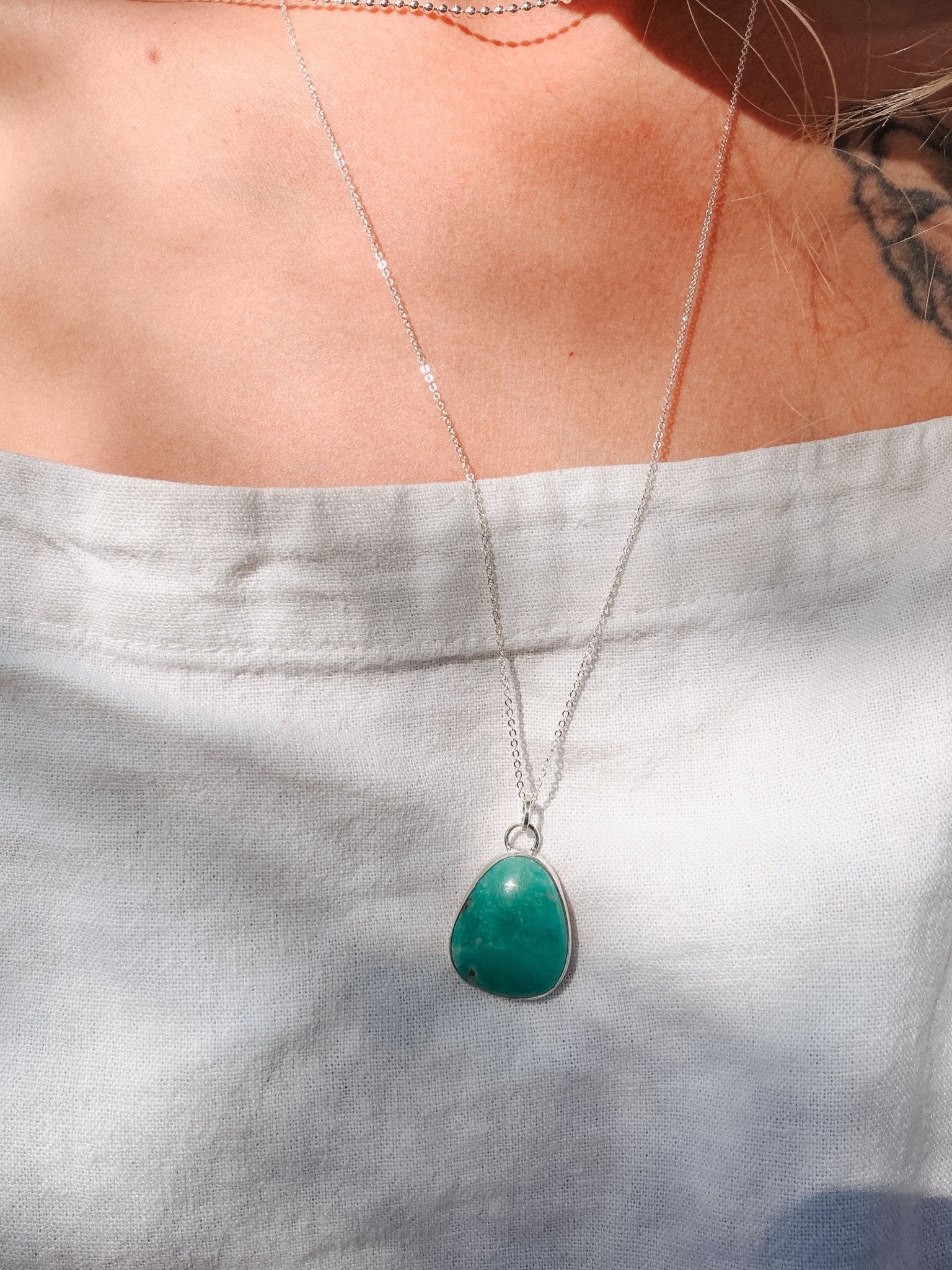 Royston Turquoise Pendant - Golden Road Crafted