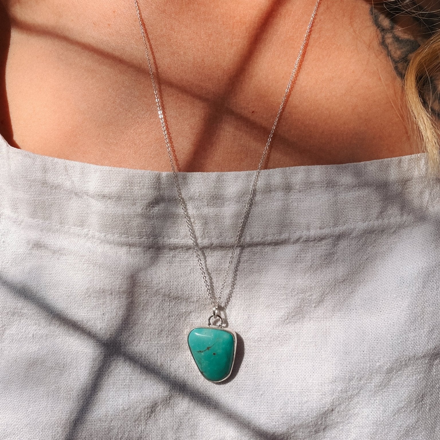 Royston Turquoise Pendant - Golden Road Crafted