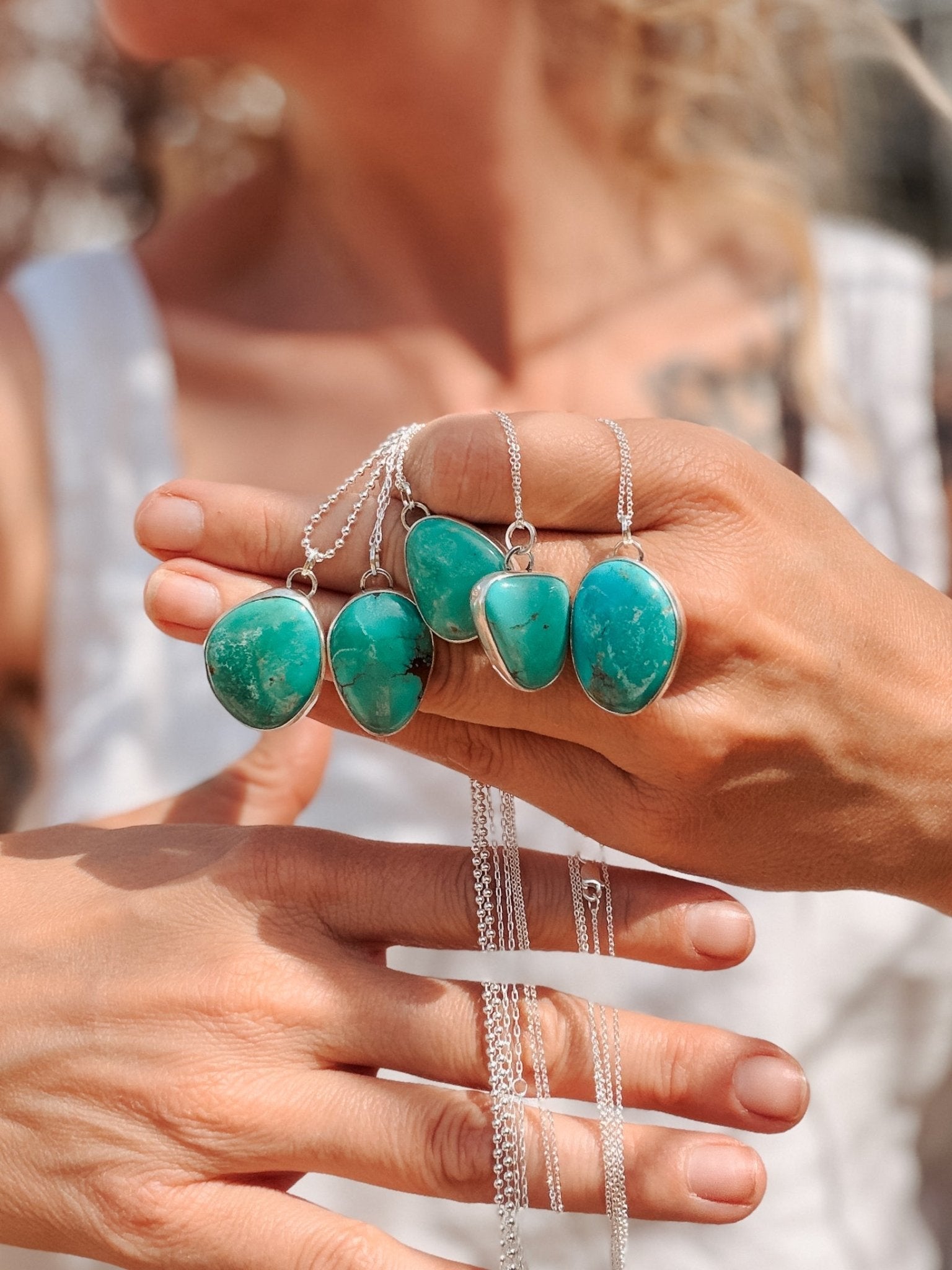 Royston Turquoise Pendant - Golden Road Crafted