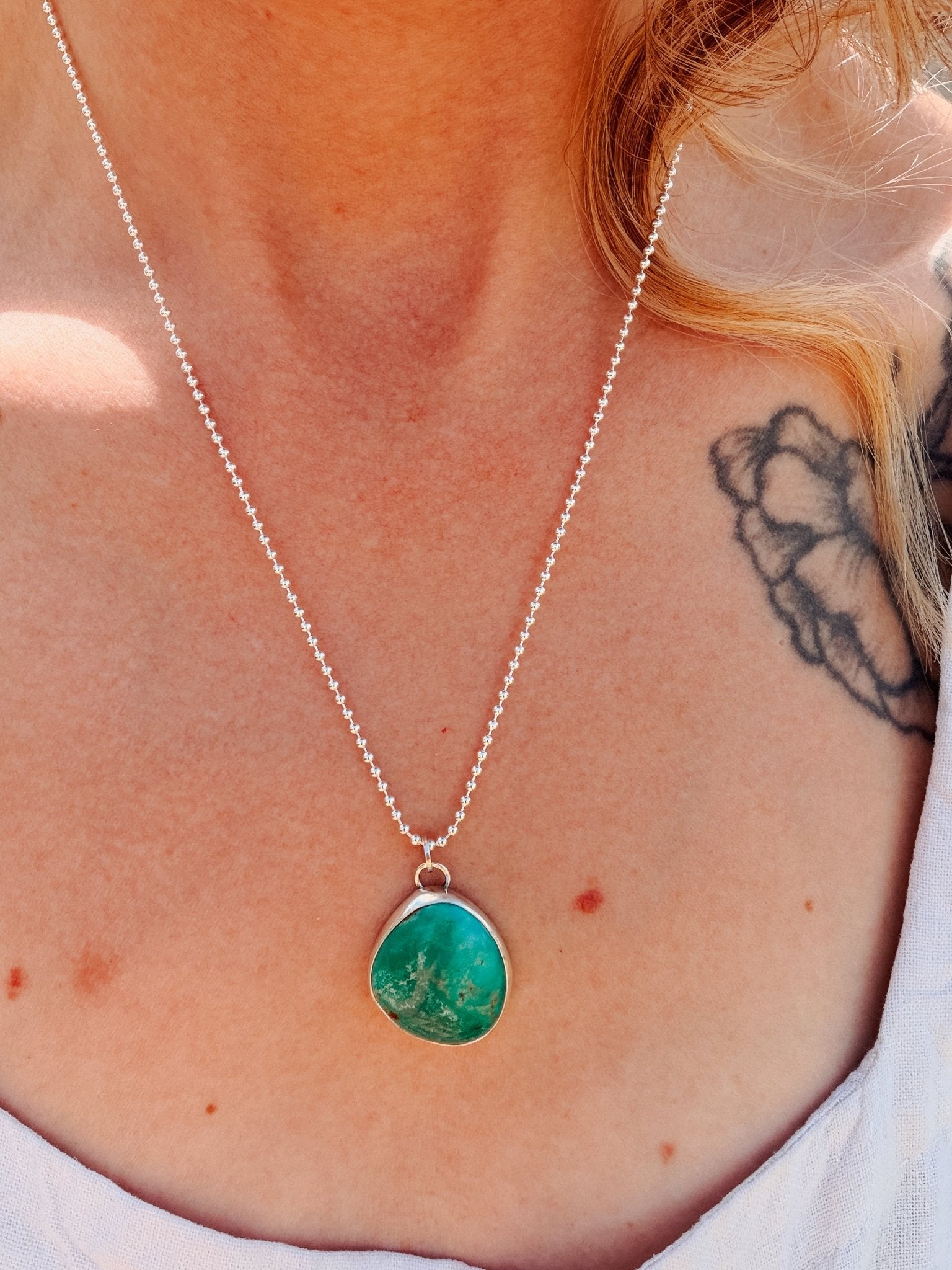 Royston Turquoise Pendant - Golden Road Crafted