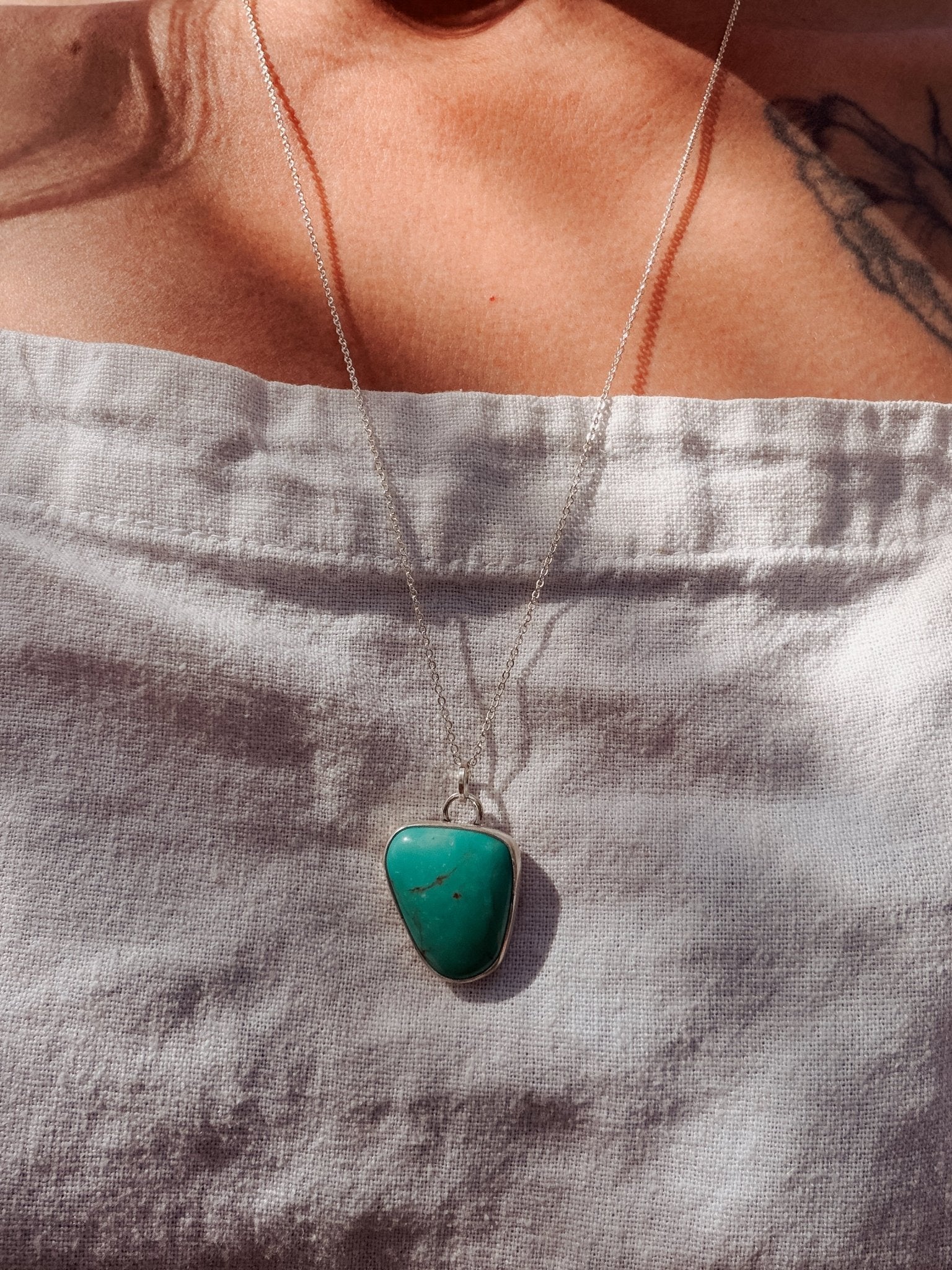 Royston Turquoise Pendant - Golden Road Crafted