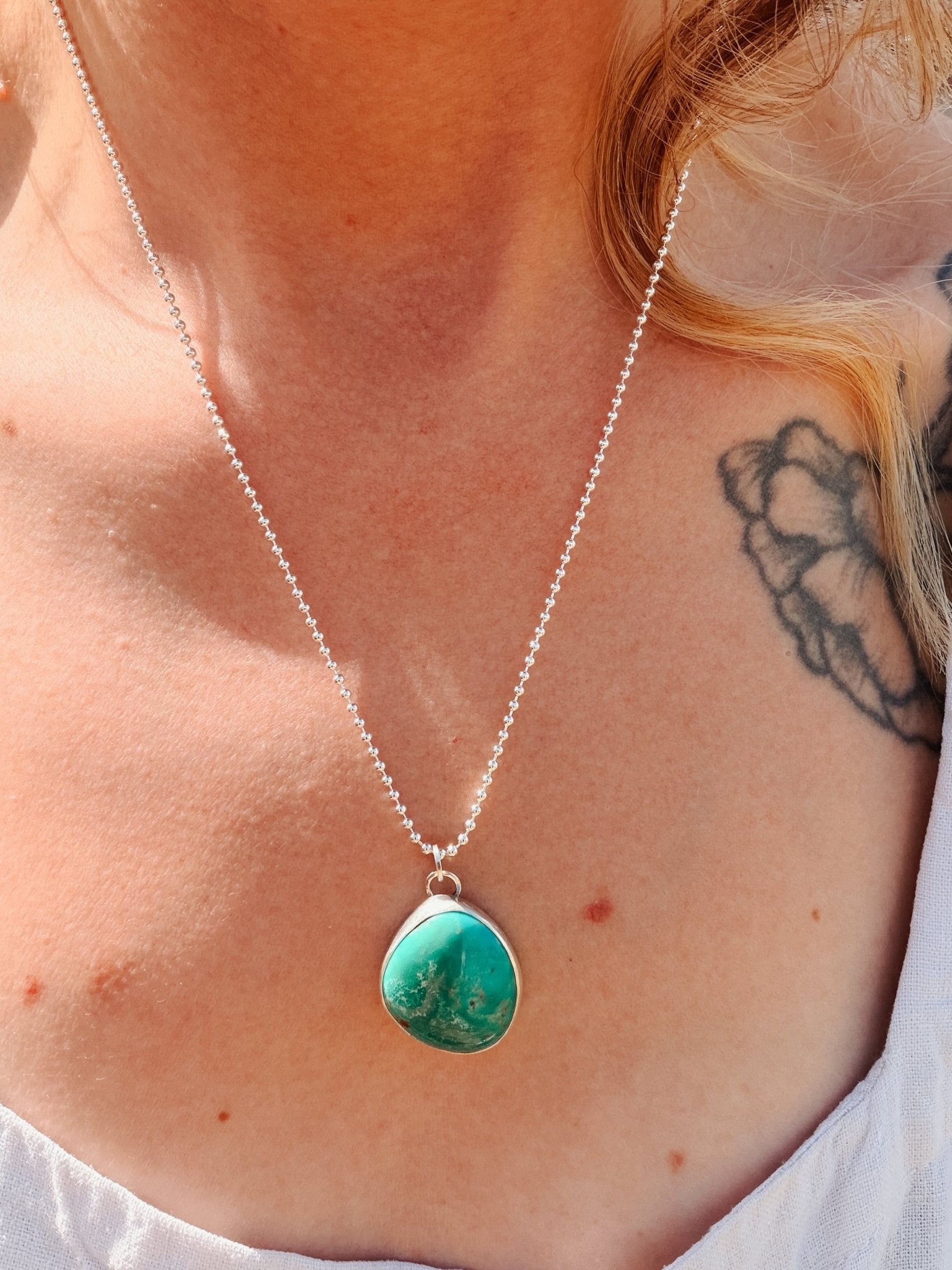 Royston Turquoise Pendant - Golden Road Crafted