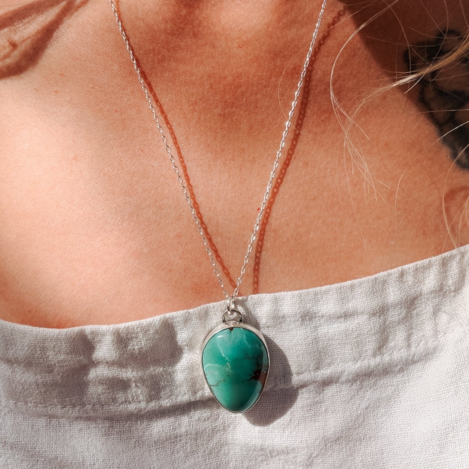 Royston Turquoise Pendant - Golden Road Crafted