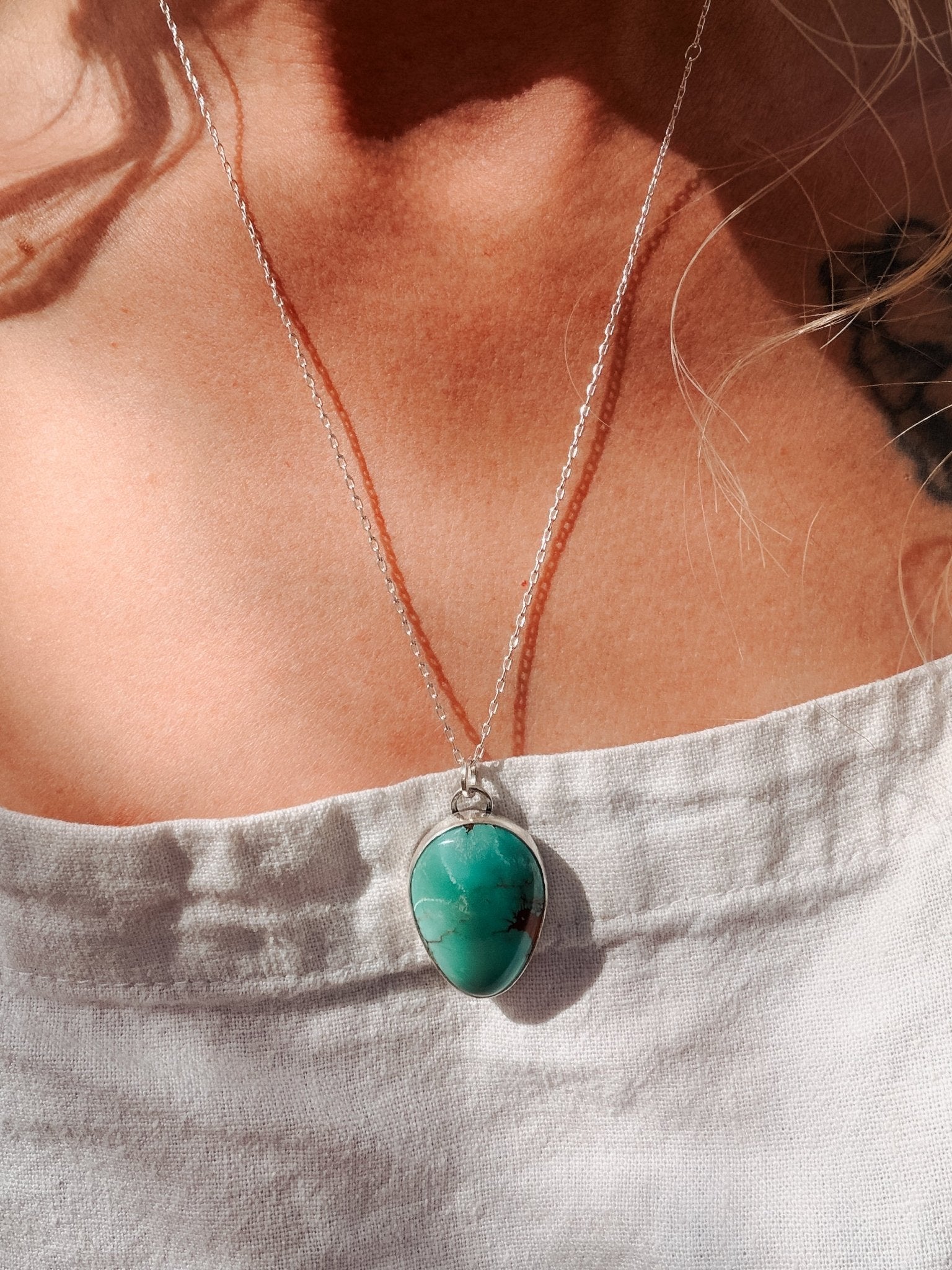 Royston Turquoise Pendant - Golden Road Crafted