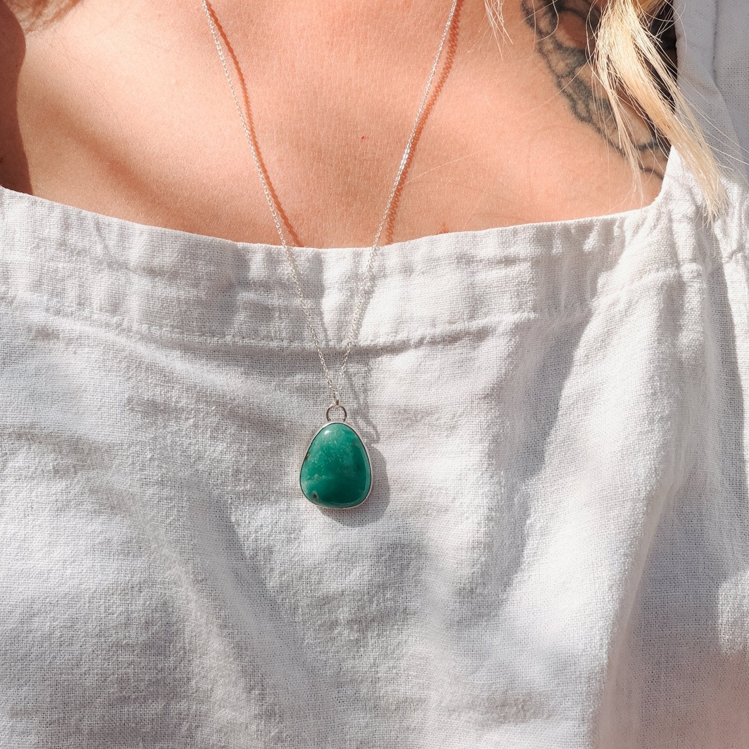 Royston Turquoise Pendant - Golden Road Crafted