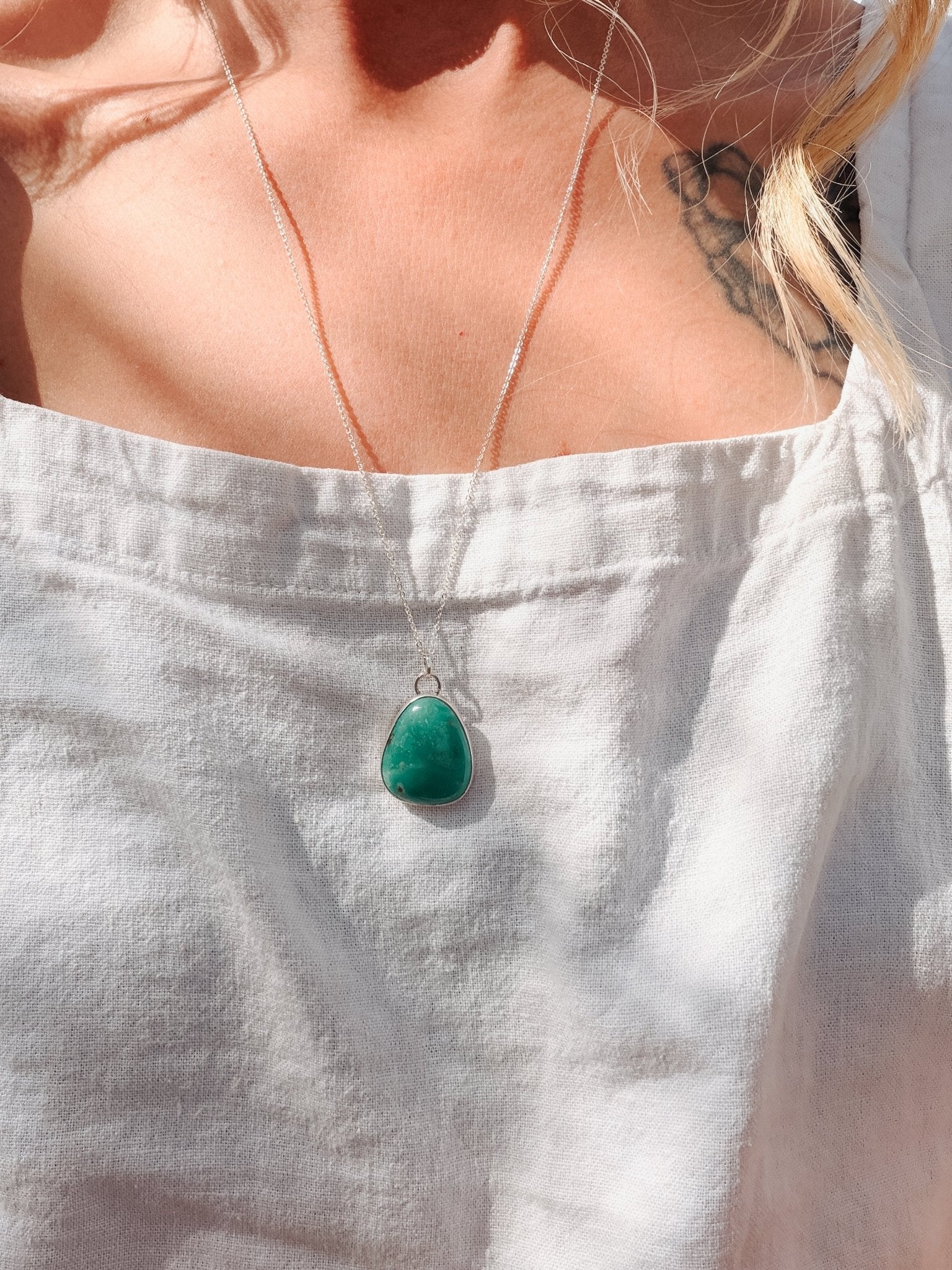 Royston Turquoise Pendant - Golden Road Crafted