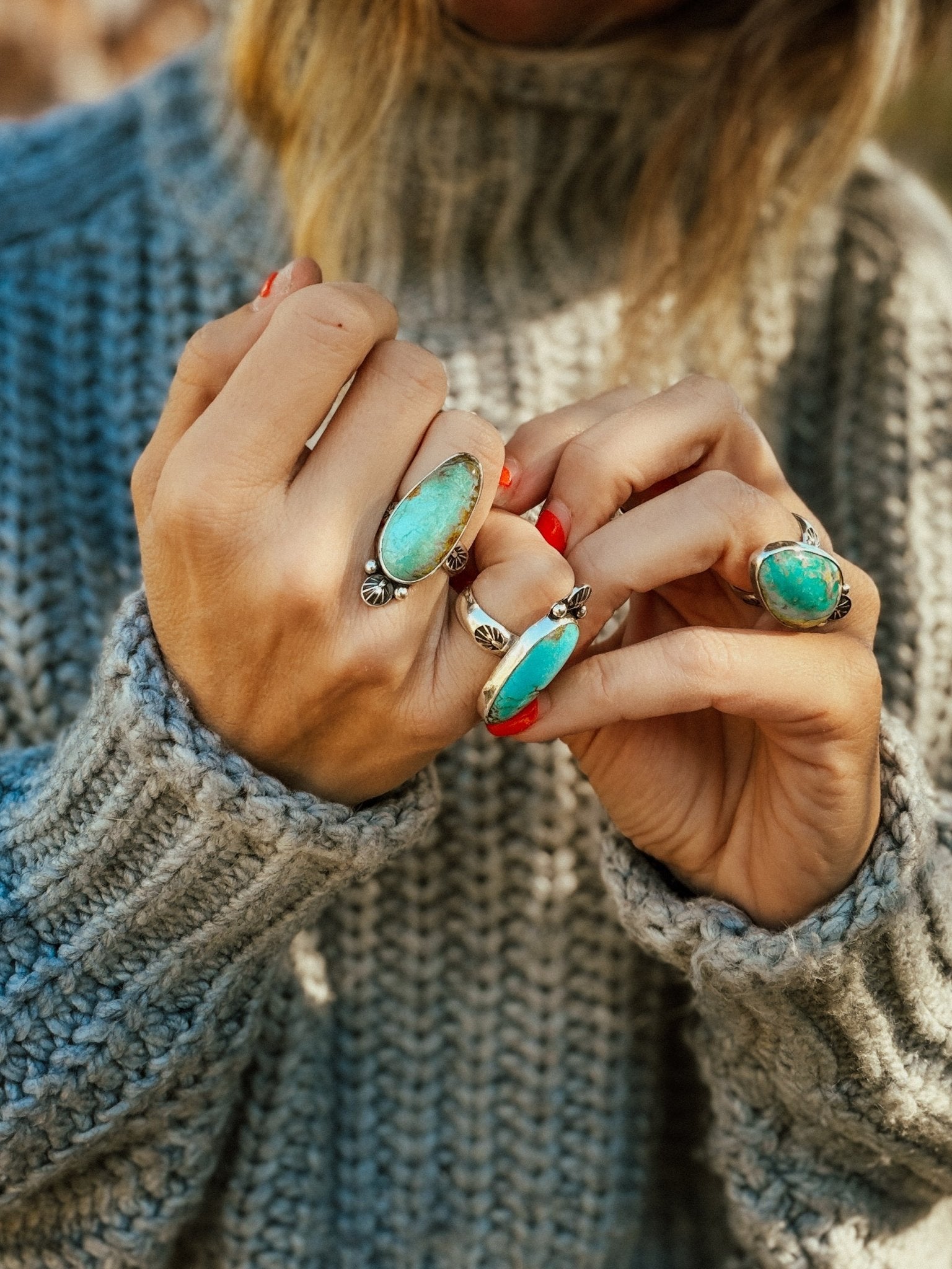 Royston Turquoise Ring (Size 6) - Golden Road Crafted