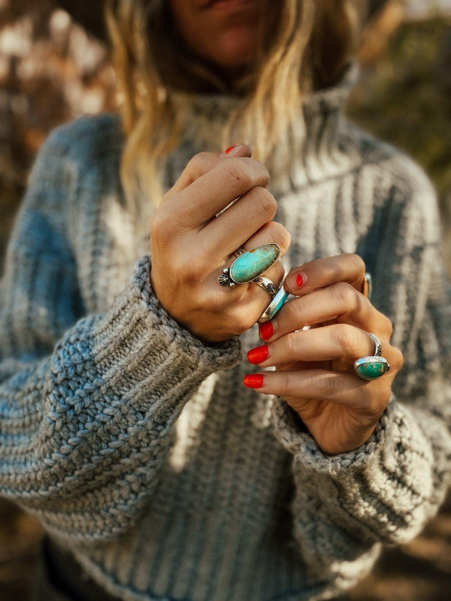 Royston Turquoise Ring (Size 6) - Golden Road Crafted