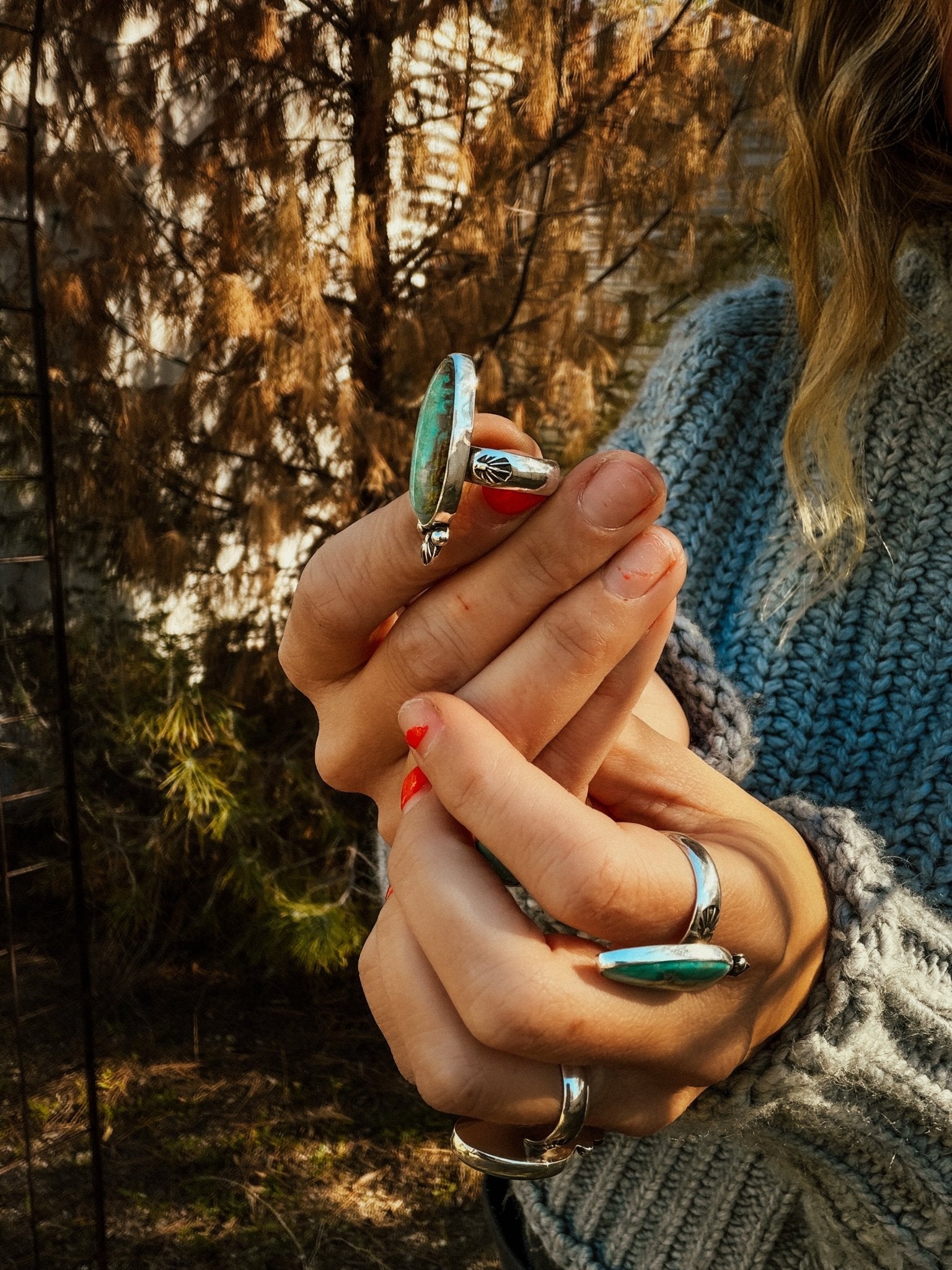 Royston Turquoise Ring (Size 6) - Golden Road Crafted