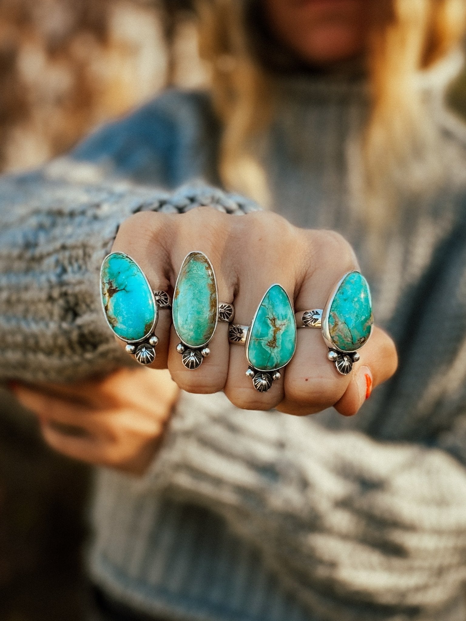 Royston Turquoise Ring (Size 7) - Golden Road Crafted