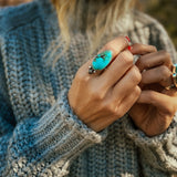 Royston Turquoise Ring (Size 7) - Golden Road Crafted
