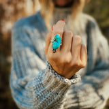 Royston Turquoise Ring (Size 7) - Golden Road Crafted