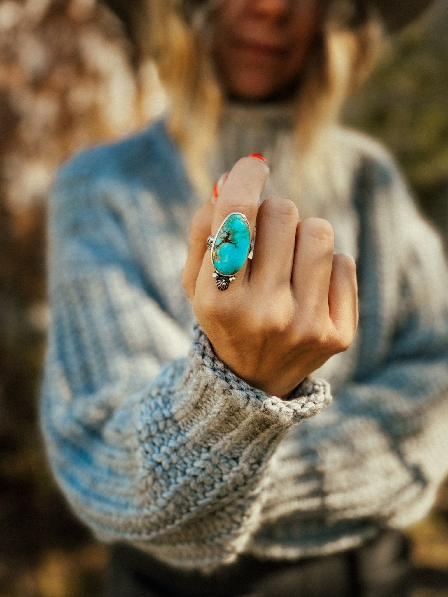 Royston Turquoise Ring (Size 7) - Golden Road Crafted