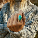 Royston Turquoise Ring (Size 8) - Golden Road Crafted