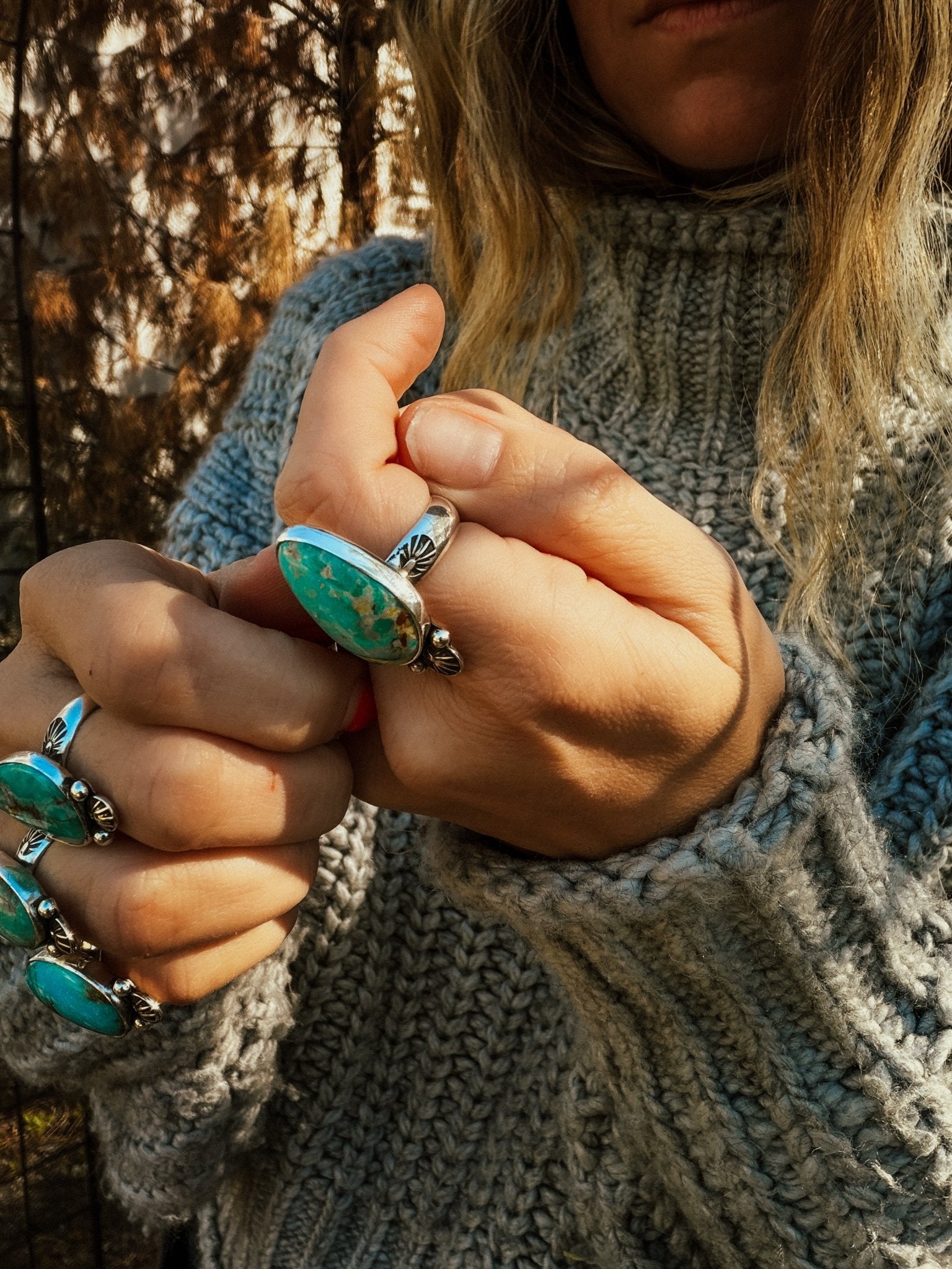 Royston Turquoise Ring (Size 8) - Golden Road Crafted