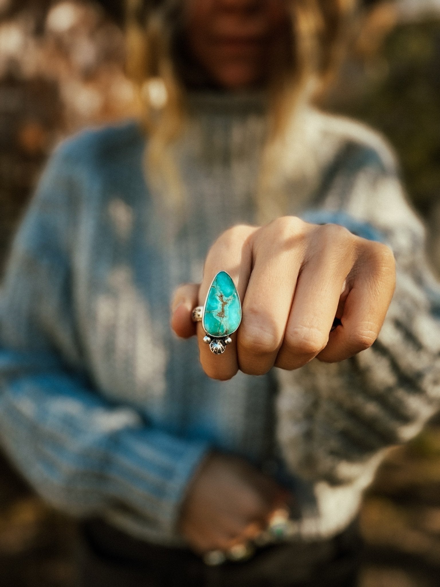 Royston Turquoise Ring (Size 9.5) - Golden Road Crafted