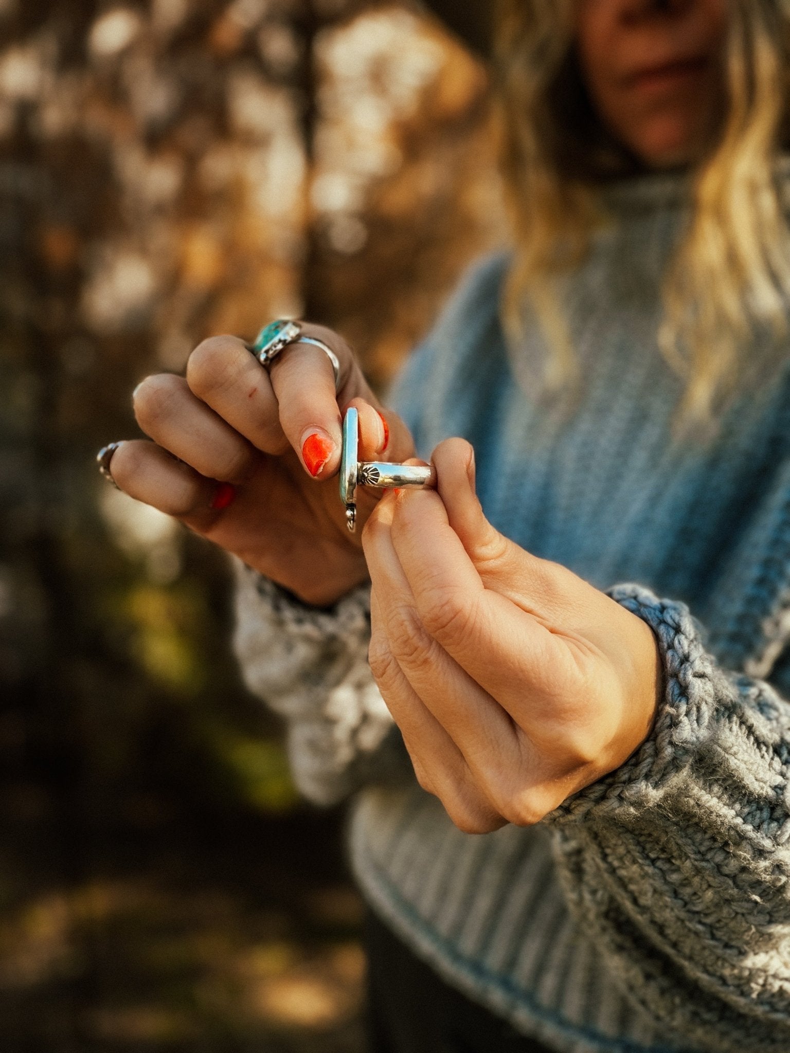 Royston Turquoise Ring (Size 9.5) - Golden Road Crafted