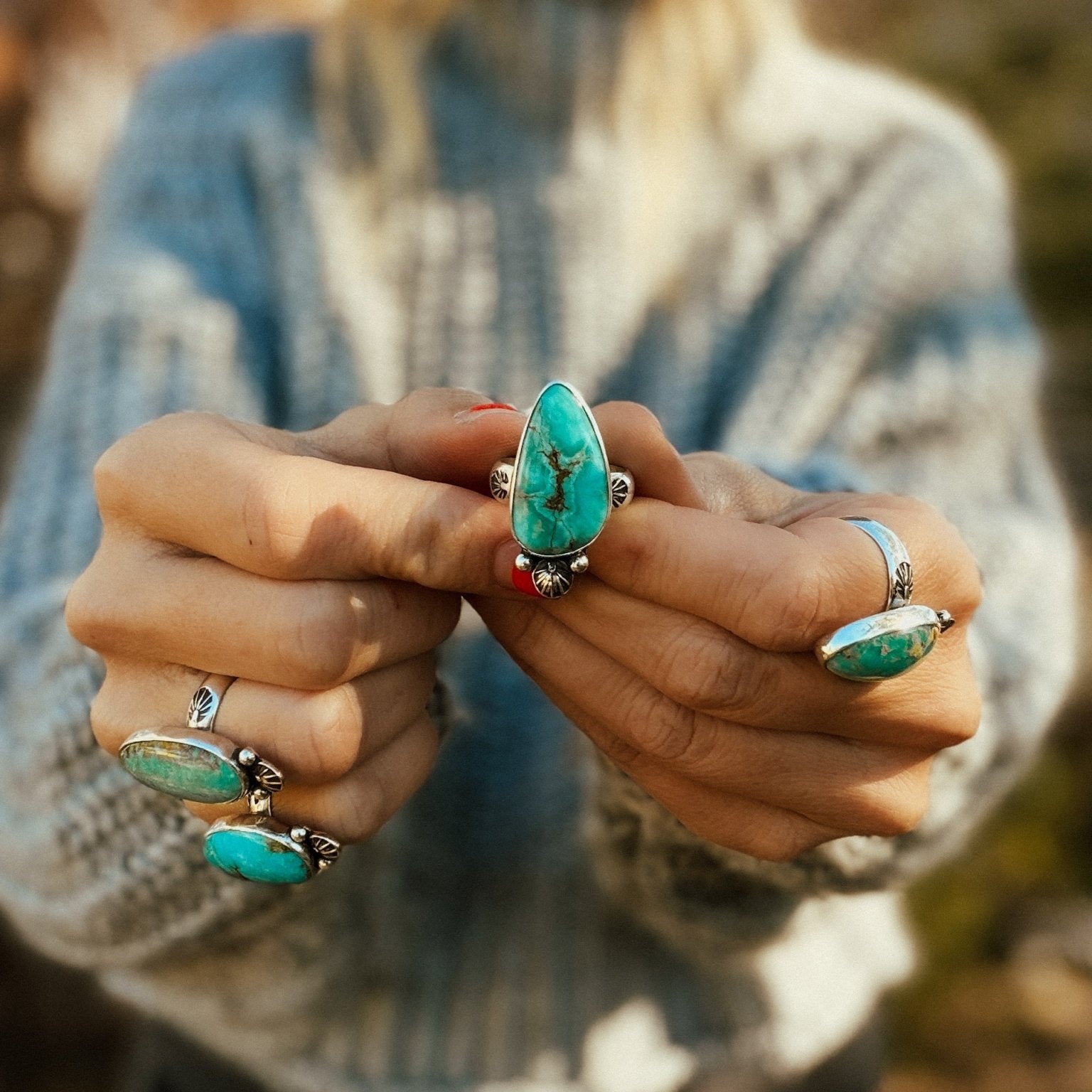 Royston Turquoise Ring (Size 9.5) - Golden Road Crafted