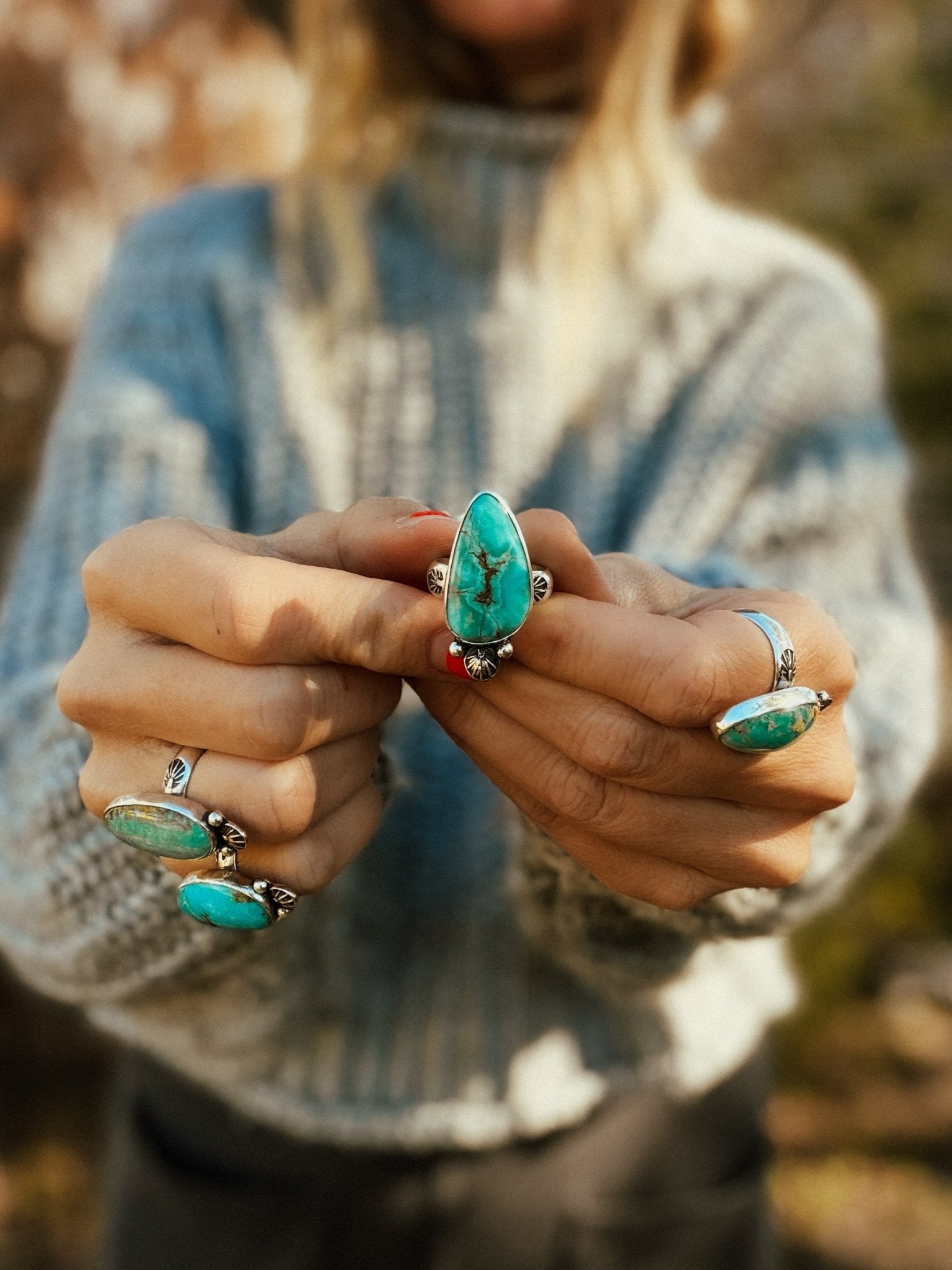Royston Turquoise Ring (Size 9.5) - Golden Road Crafted
