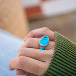 Royston Turquoise Ring with Lone Mtn Turquoise (Size 6) - Golden Road Crafted