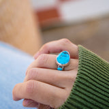 Royston Turquoise Ring with Lone Mtn Turquoise (Size 6) - Golden Road Crafted