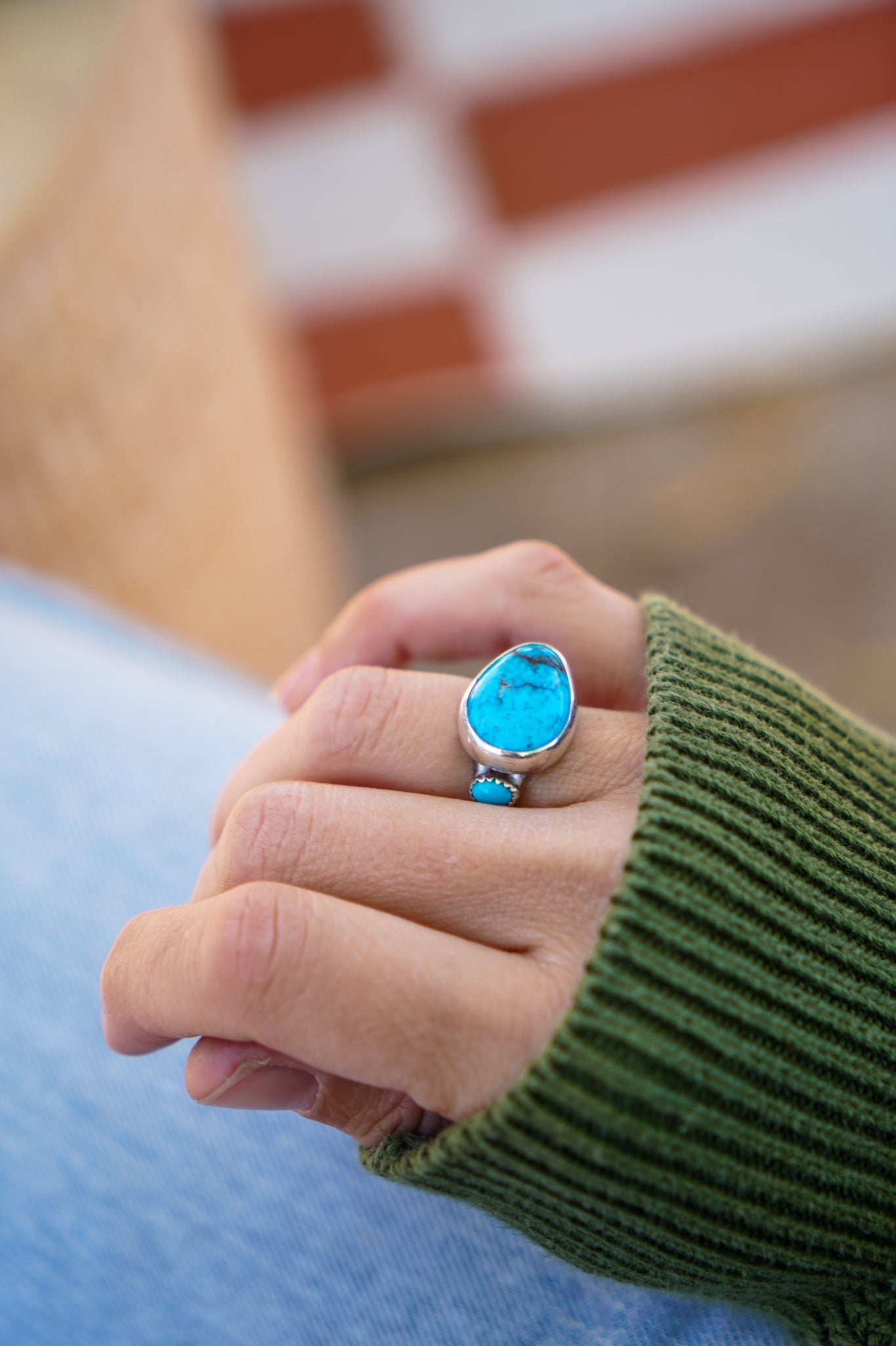 Royston Turquoise Ring with Lone Mtn Turquoise (Size 6) - Golden Road Crafted