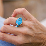 Royston Turquoise Ring with Lone Mtn Turquoise (Size 6) - Golden Road Crafted